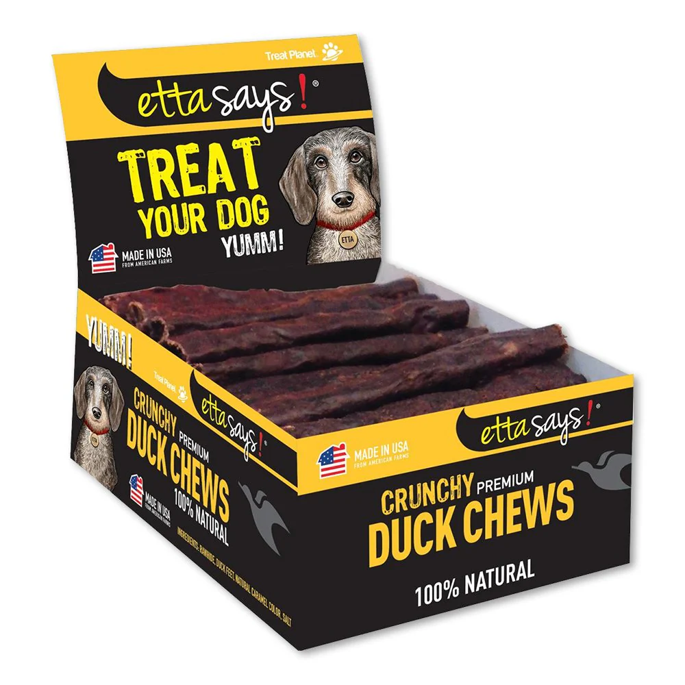Etta Says! Premium Crunchy Duck Chews Dog Treat 4-in 36 Count