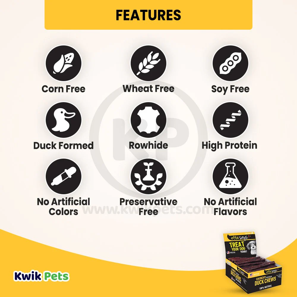 Etta Says! Premium Crunchy Duck Chews Dog Treat 4-in 36 Count - Image 2