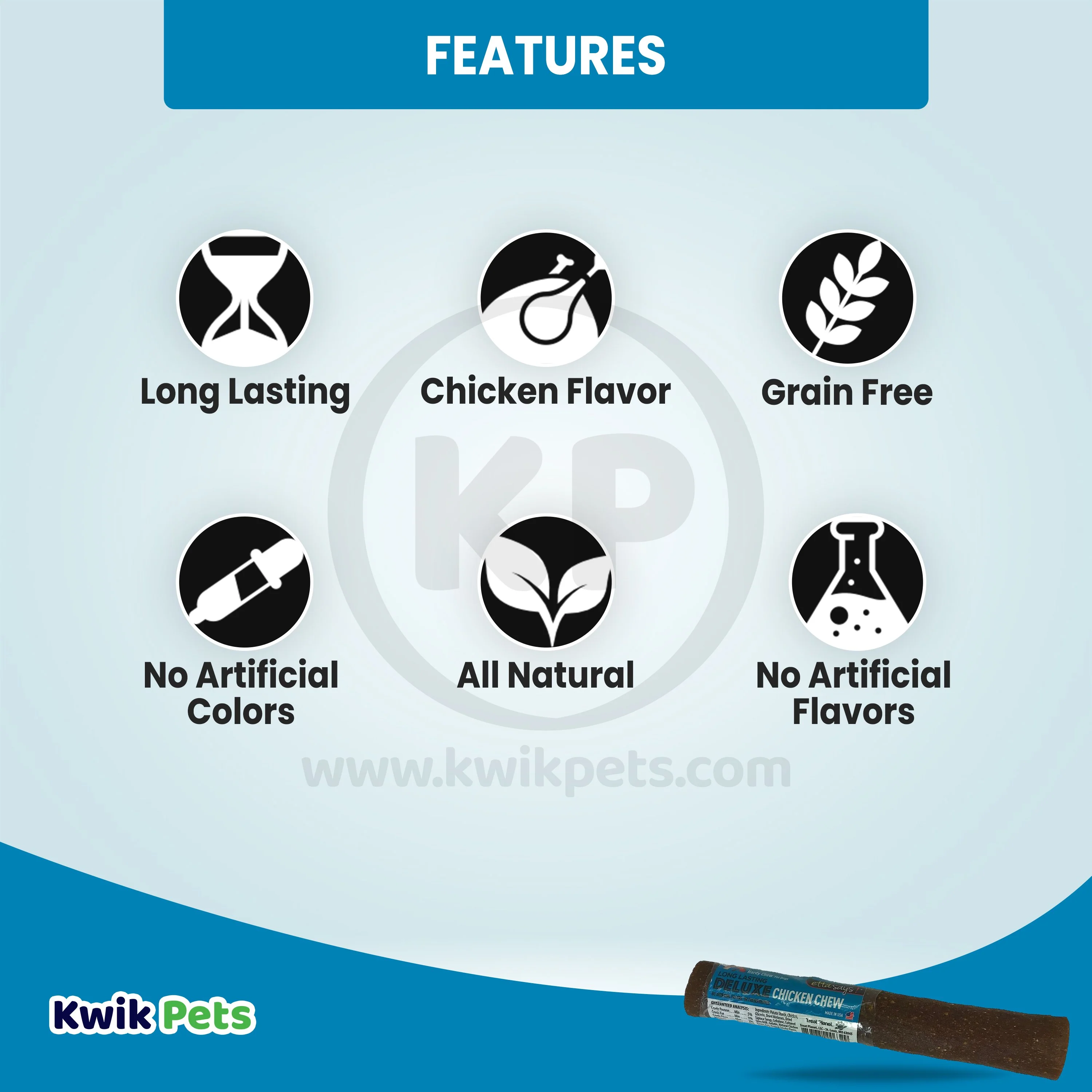 Etta Says! Deluxe Chicken Chews Dog Treat 7-in - Image 2