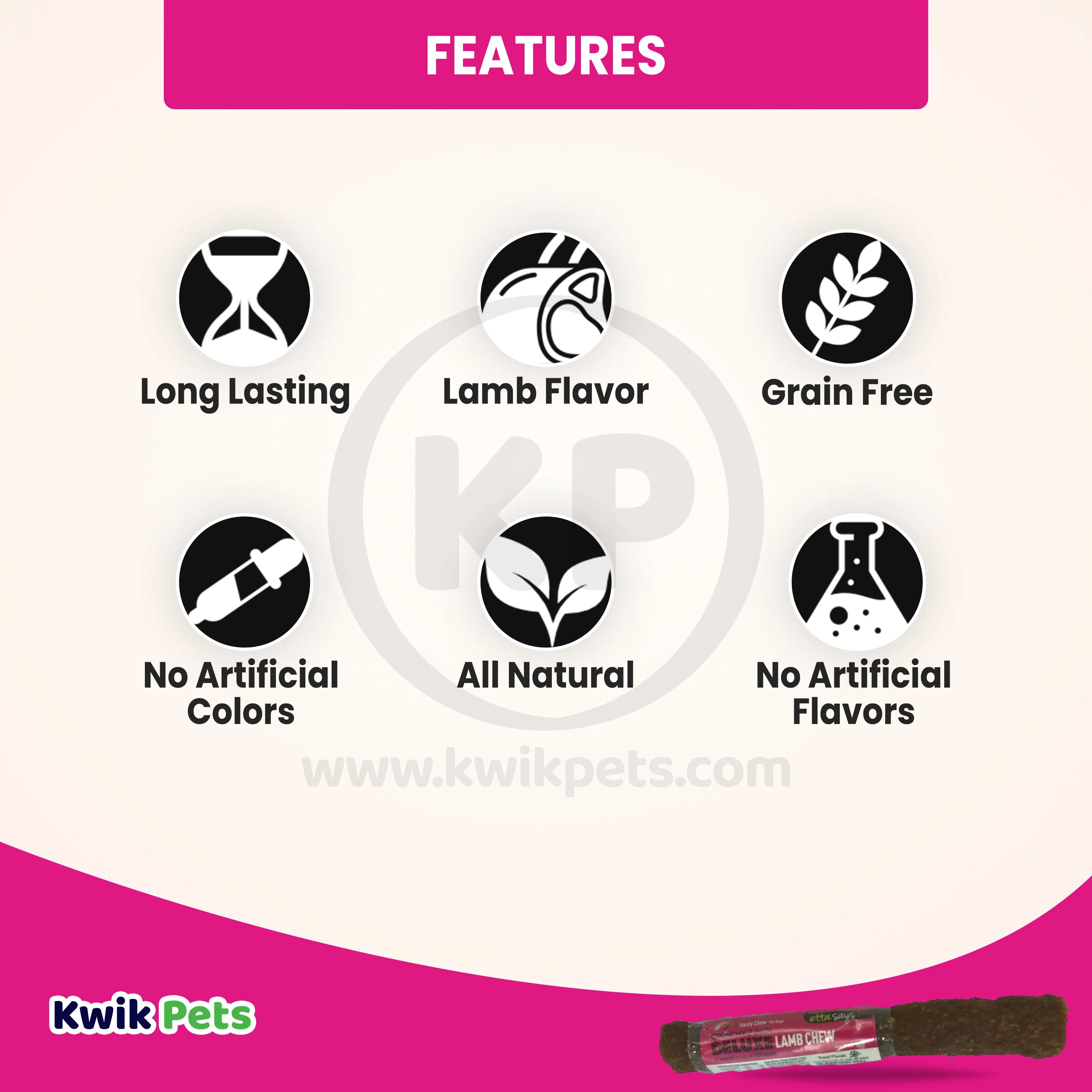 Etta Says! Deluxe Lamb Chews Dog Treat 7-in - Image 2