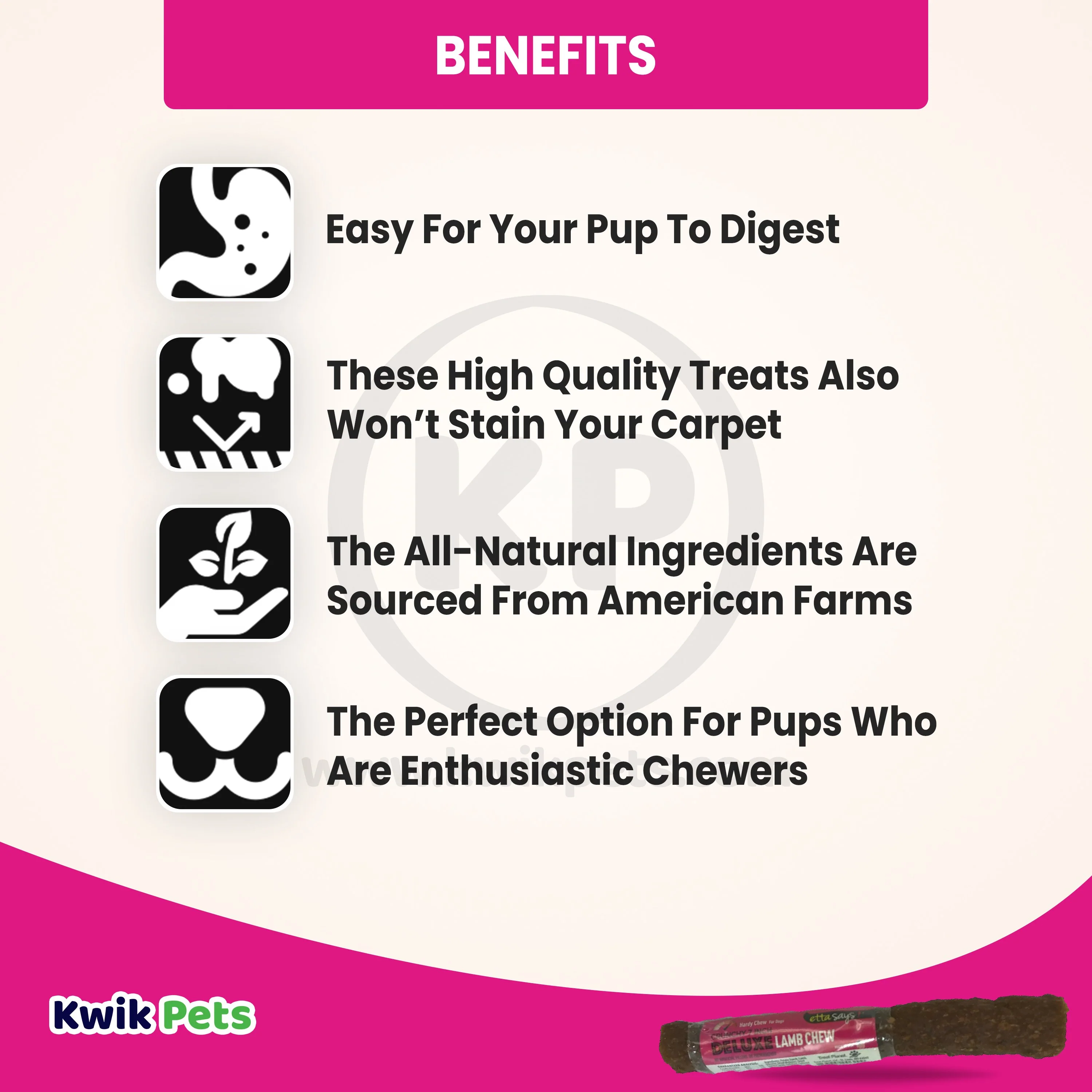 Etta Says! Deluxe Lamb Chews Dog Treat 7-in - Image 3