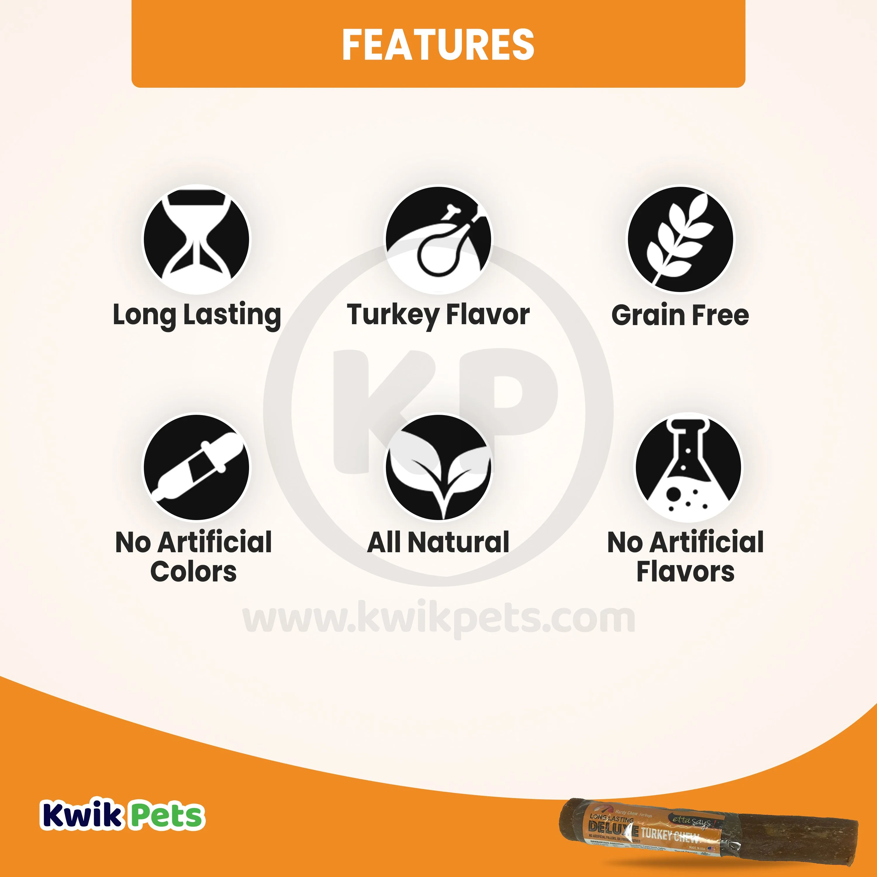 Etta Says! Deluxe Turkey Chew Dog Treat 7-in - Image 2