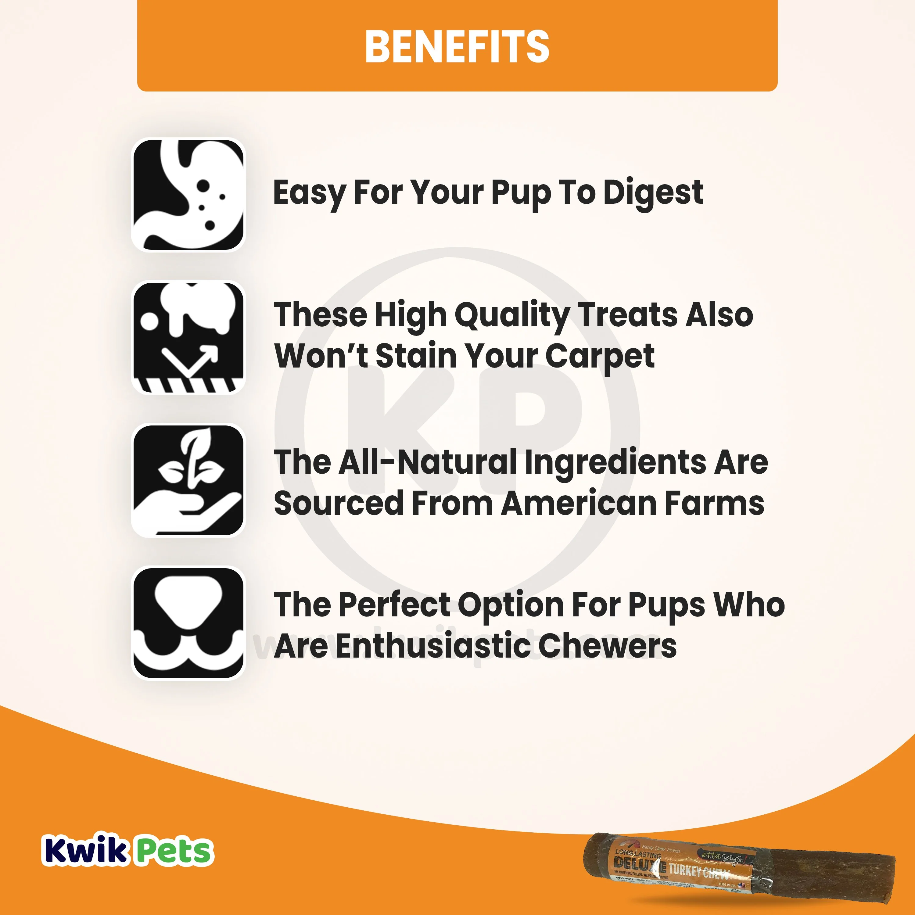 Etta Says! Deluxe Turkey Chew Dog Treat 7-in - Image 3