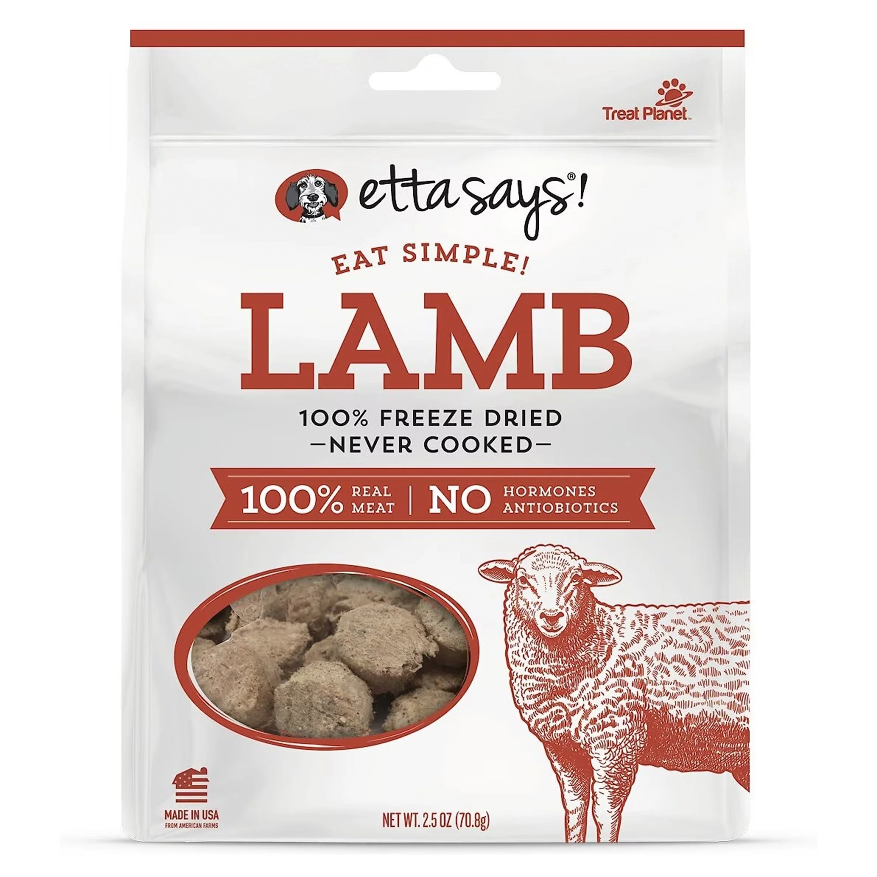 Etta Says! Eat Simple 100% Freeze Dried Never Cooked Lamb Dog Treats 2.5-oz