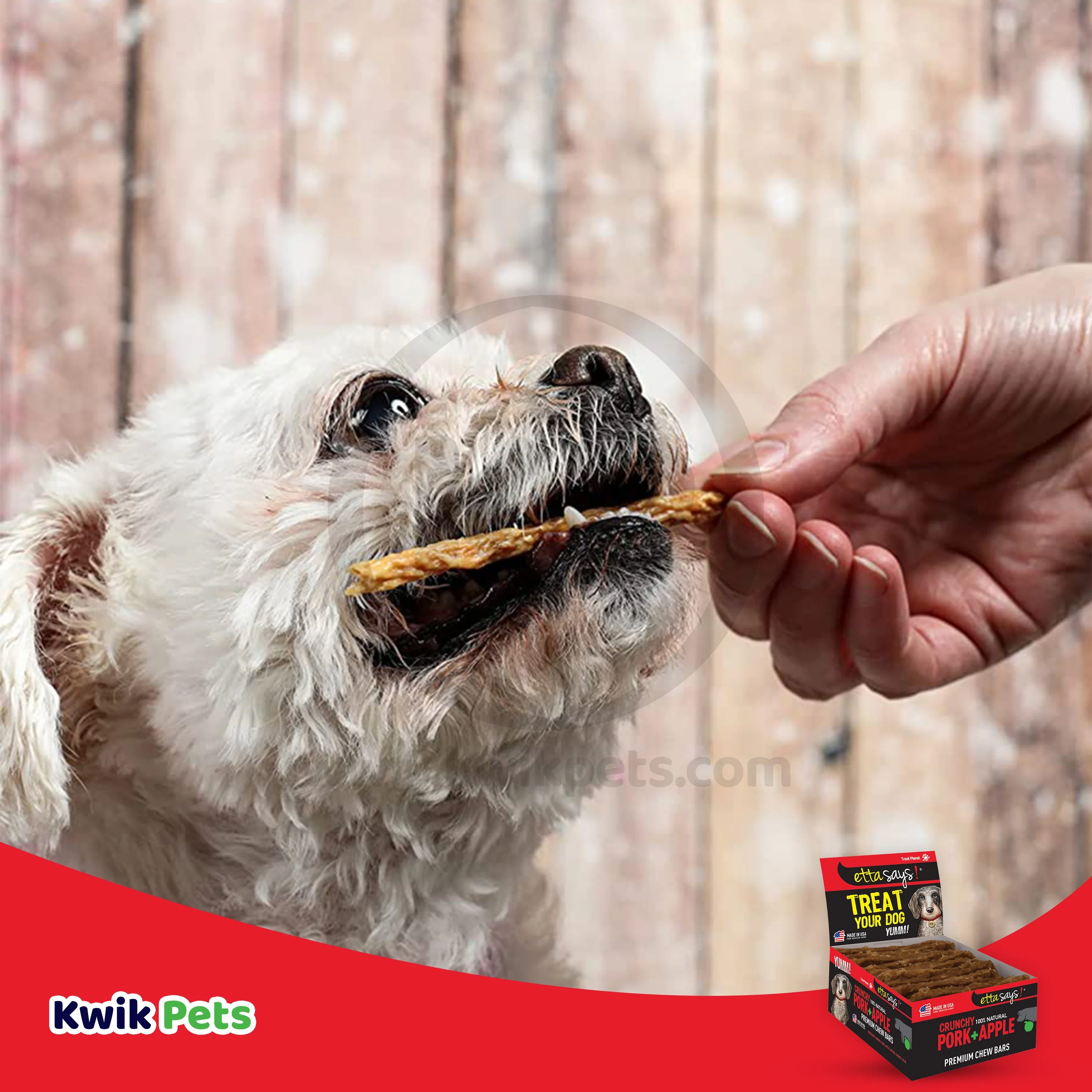 Etta Says! Premium Crunchy Bars Pork & Apple Dog Treats 12 Count - Image 4
