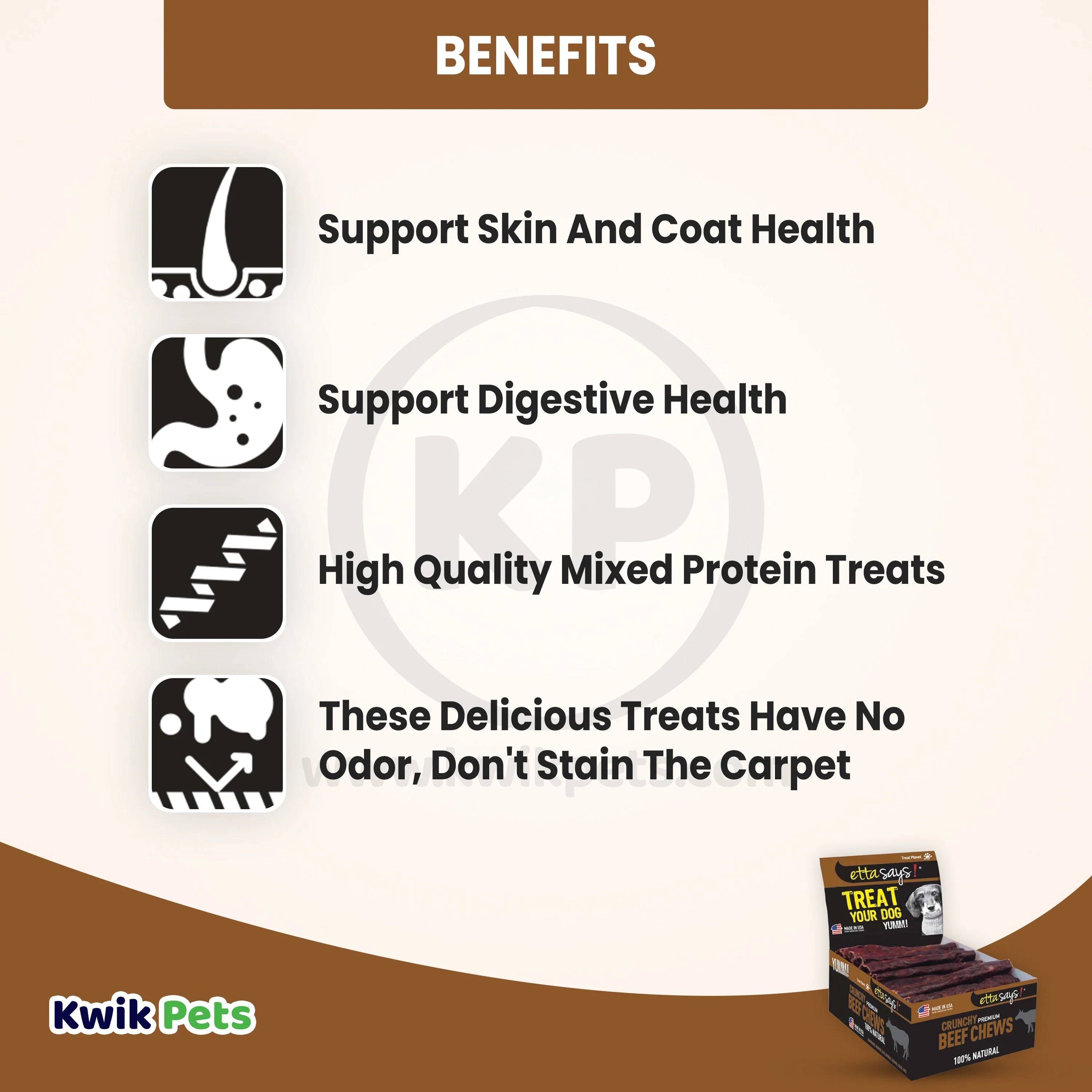 Etta Says! Premium Crunchy Beef Chews Dog Treat 4-in 36 Count - Image 3