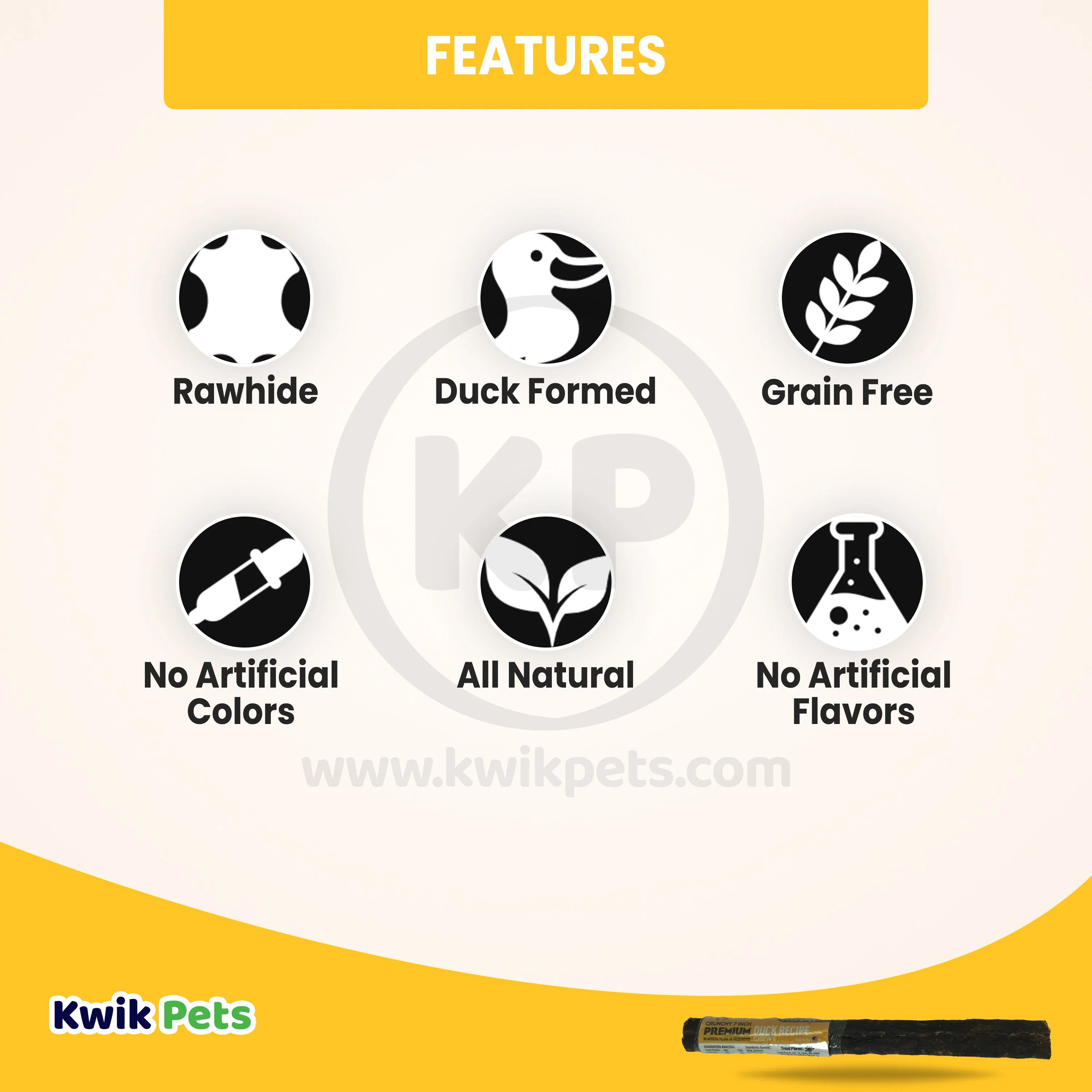 Etta Says! Premium Crunchy Duck Chews Dog Treat 7-in - Image 2