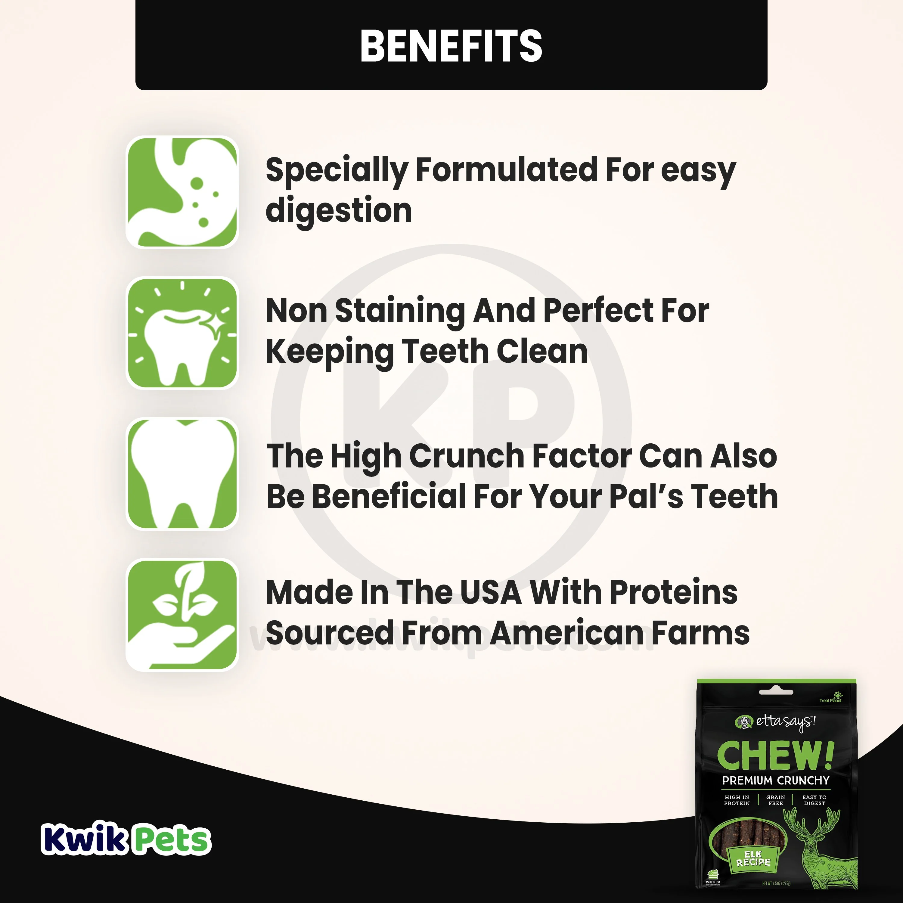 Etta Says! Chew! Premium Crunchy Elk Dog Treats 4.5-oz - Image 3