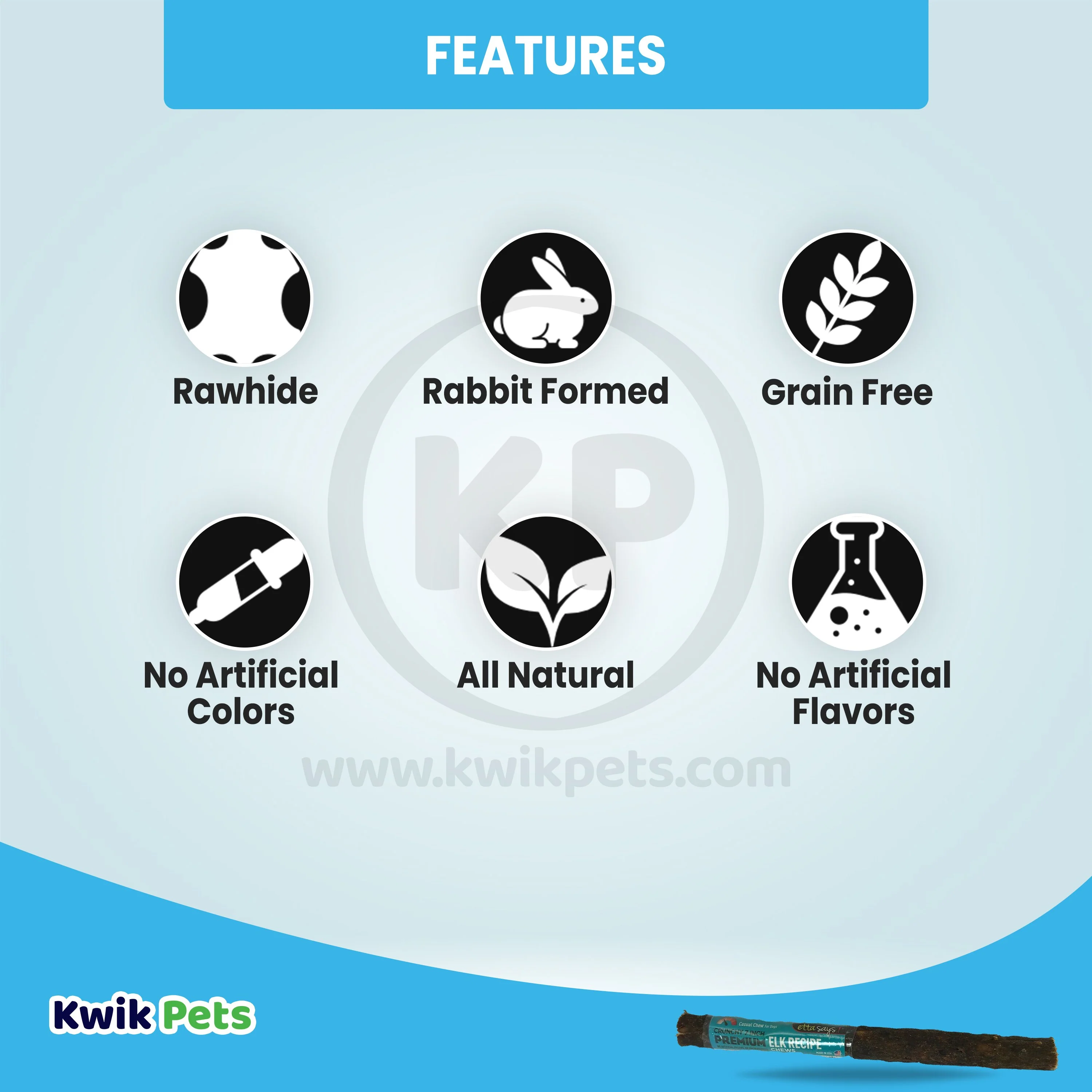 Etta Says! Premium Crunchy Rabbit Chews Dog Treat 7-in - Image 2