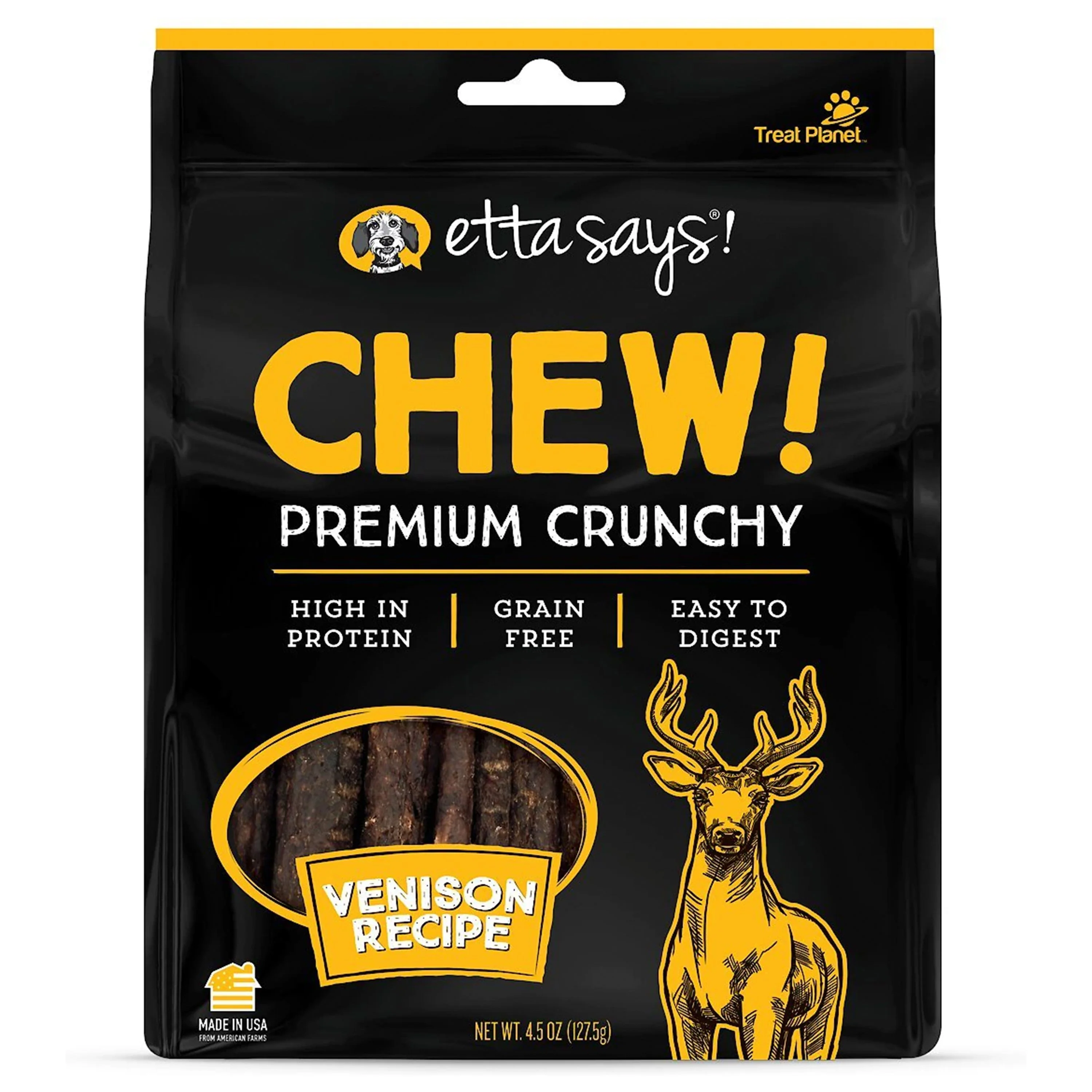 Etta Says! Chew! Premium Crunchy Venison Dog Treats 4.5-oz