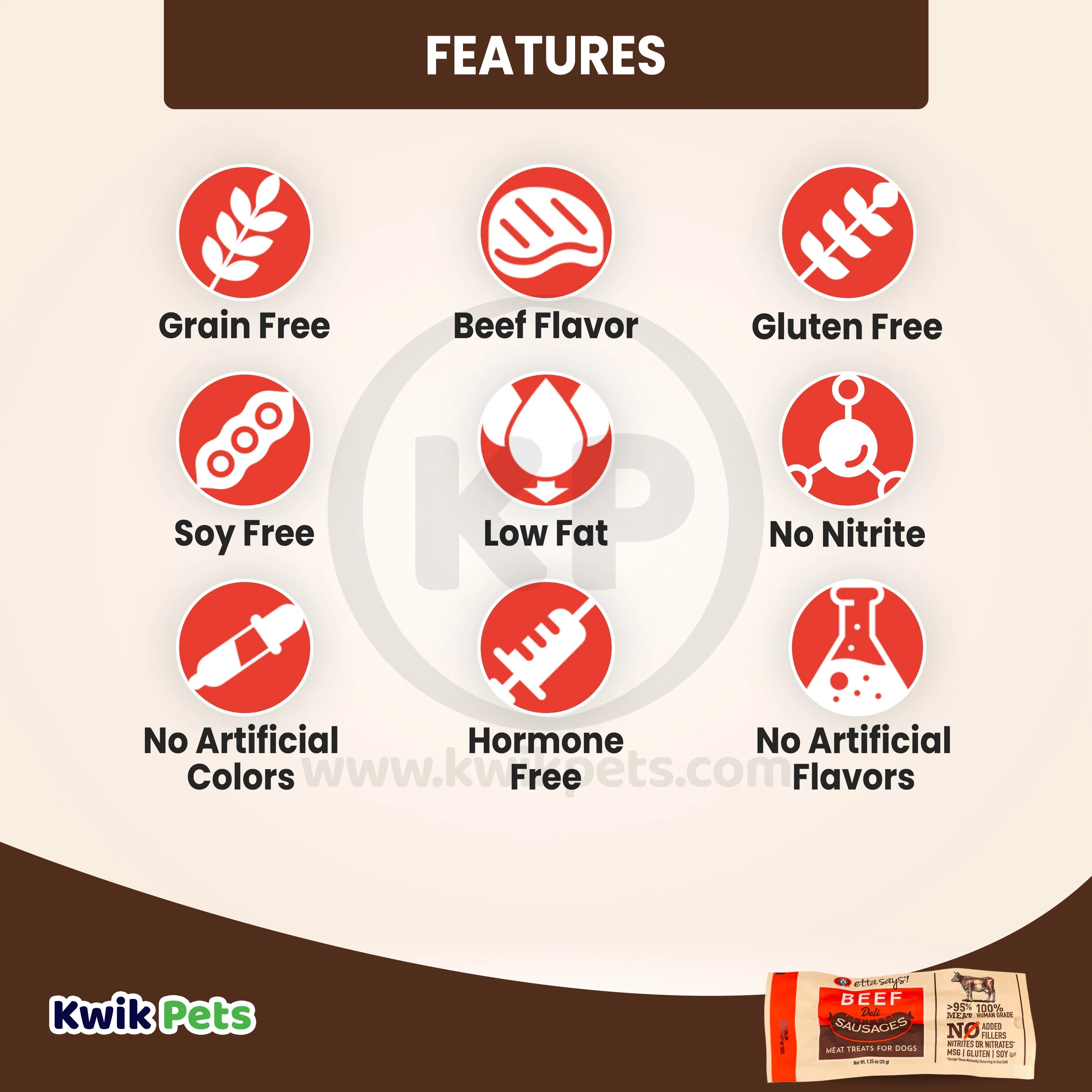 Etta Says! Beef Deli Sausages Meat Dog Treat 1.25-oz - Image 3