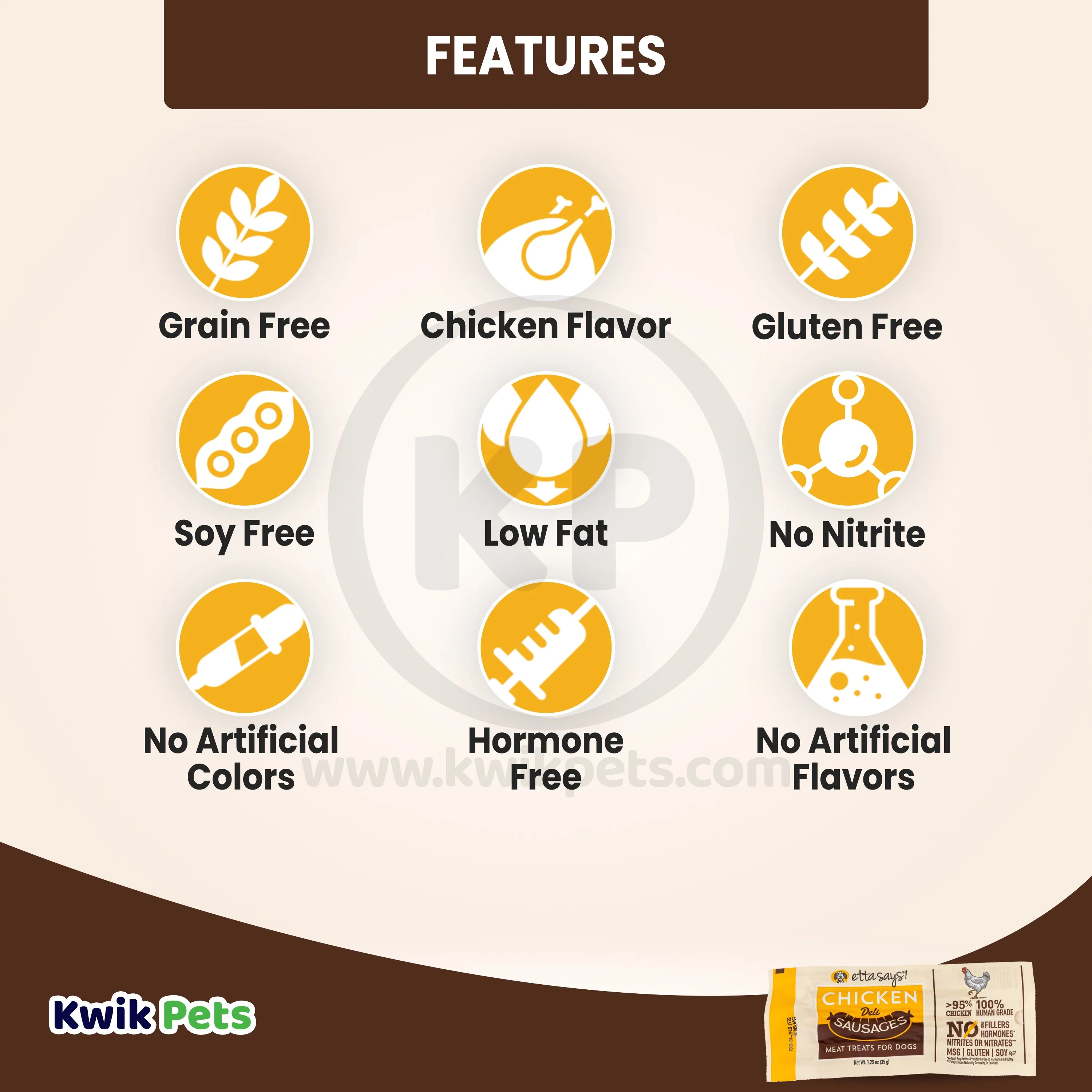 Etta Says! Chicken Deli Sausages Meat Dog Treat 1.25-oz - Image 3