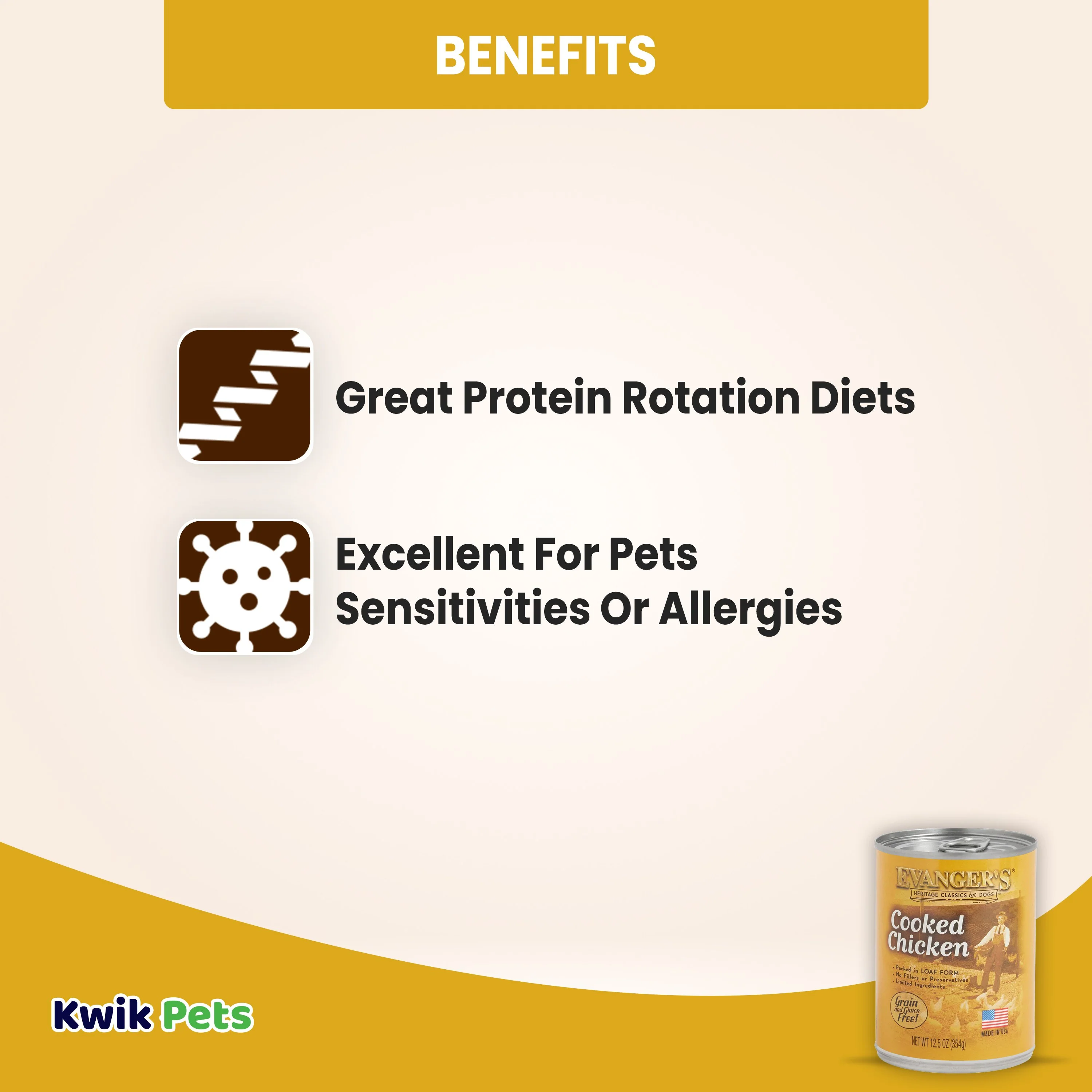 Evanger's Heritage Classic Grain-Free Wet Dog Food Cooked Chicken 12.5-oz - Image 4
