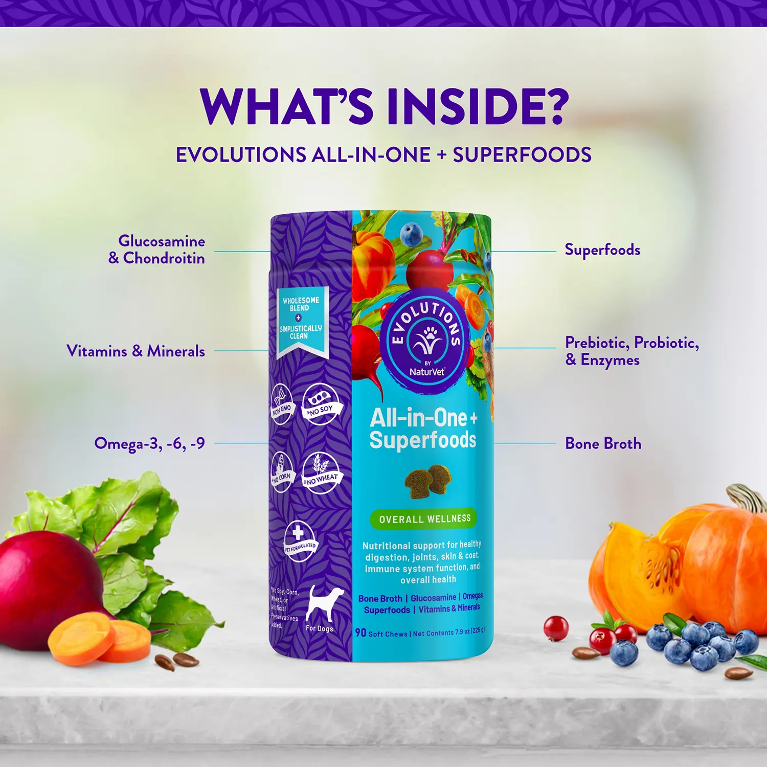Evolutions by NaturVet All-in-One Plus Superfoods Soft Chews for Dogs 90 Count 7.9-oz - Image 6
