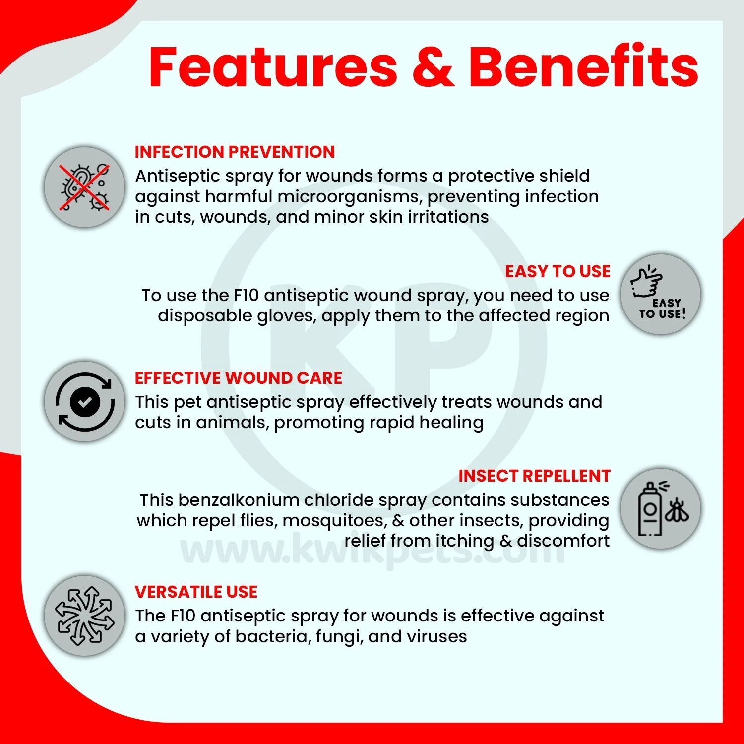 F10 Antiseptic Wound Spray with Insecticide for Reptiles, Birds, Small Animals & Exotic Animals 500 ml - Image 2