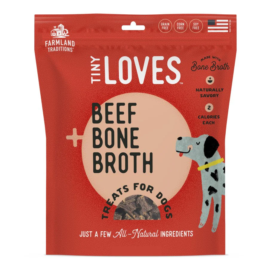 Farmland Traditions Tiny Loves Jerky Dog Treats Beef with Bone Broth 5-oz