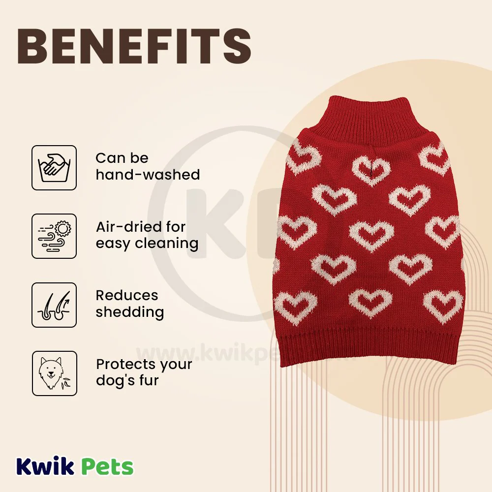 Fashion Pet Allover Hearts Dog Sweater Red Small - Image 3
