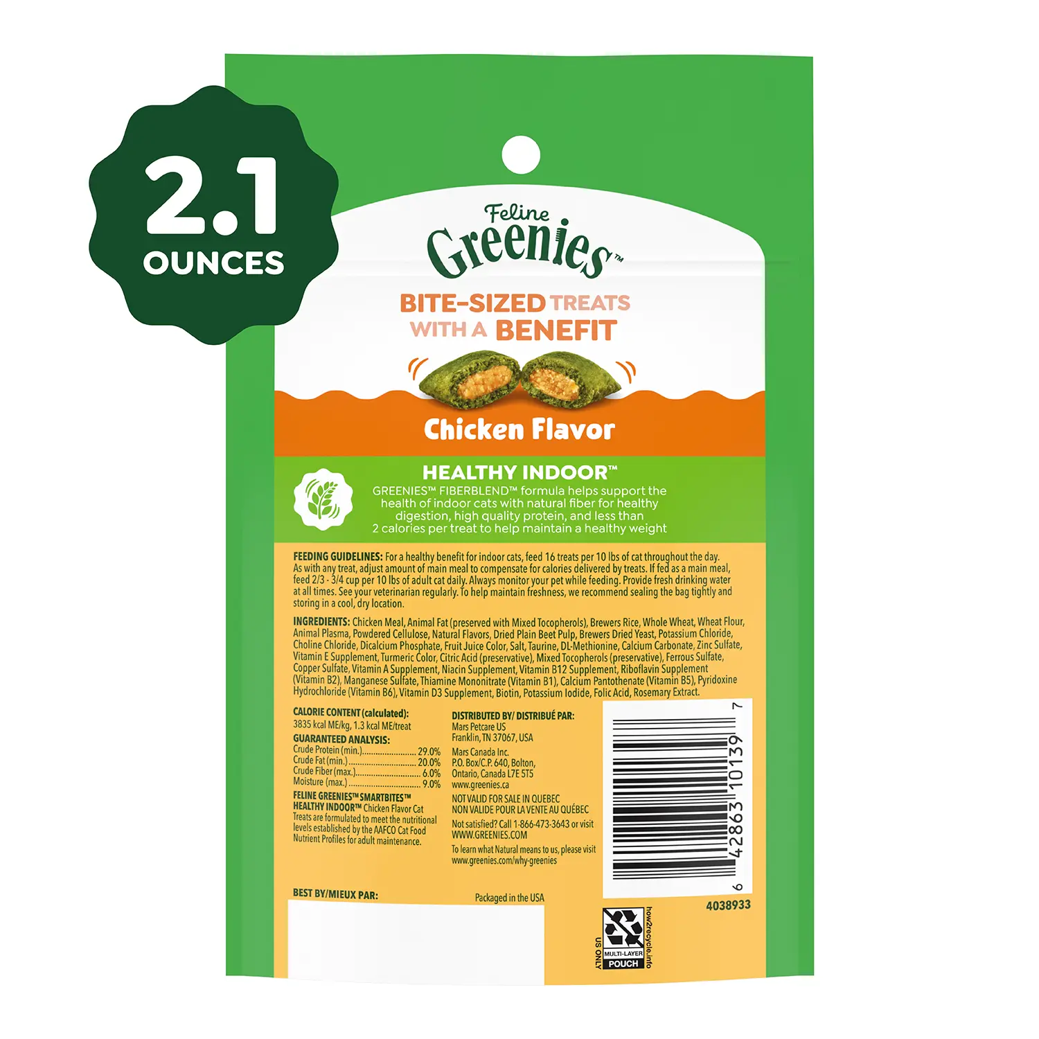 Greenies Feline SmartBites Healthy Indoor Chicken Cat Treats 2.1-oz - Image 4