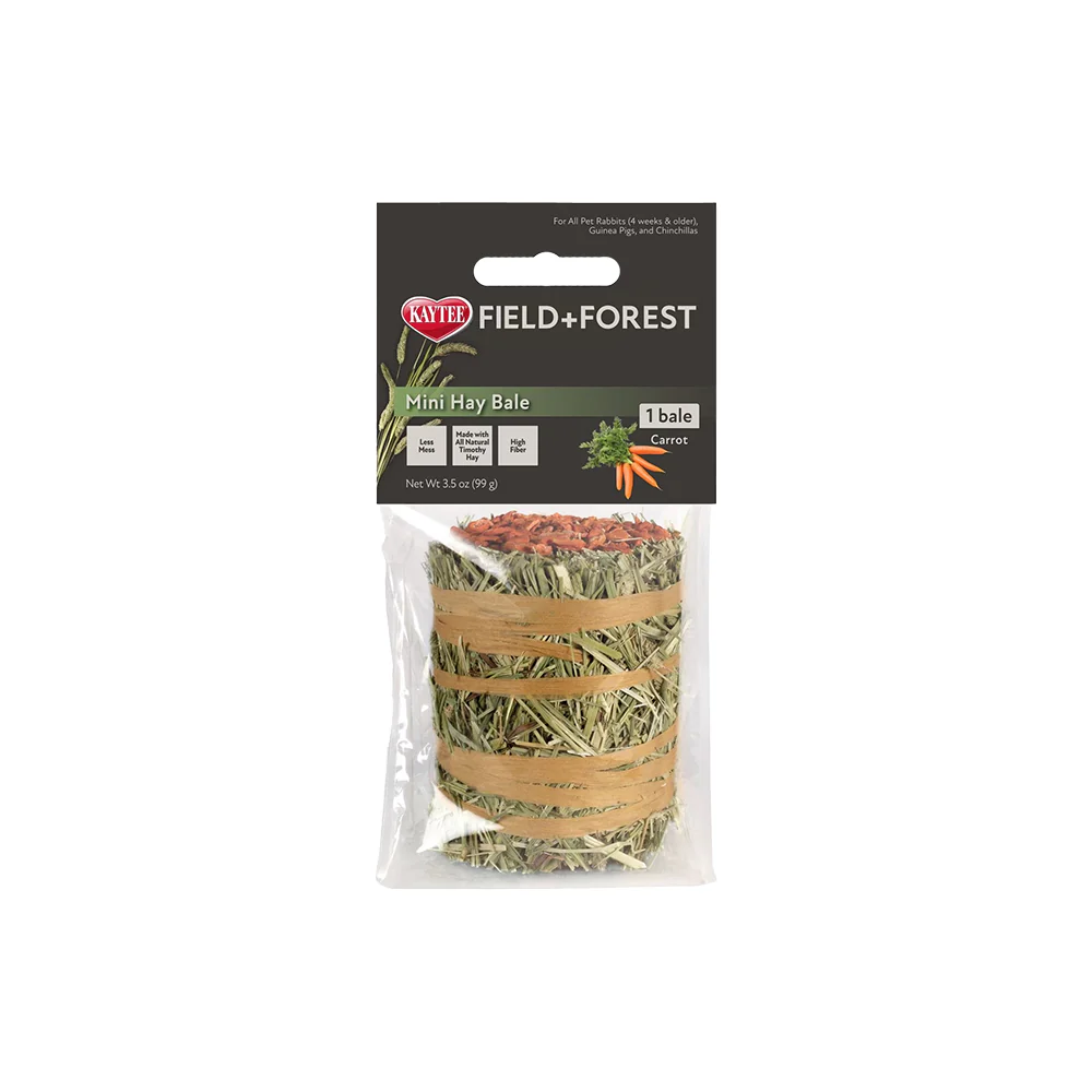 Kaytee Field+Forest Mini Hay Bale Carrot for Rabbits Guinea Pigs & Chinchillas 3.5-oz
