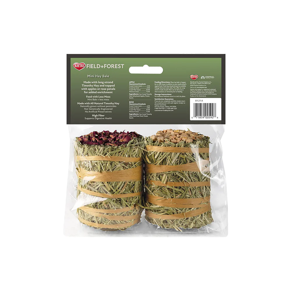 Kaytee Field+Forest Mini Hay Bales Apple & Rose for Rabbits Guinea Pigs & Chinchillas 2 Count 7-oz - Image 5