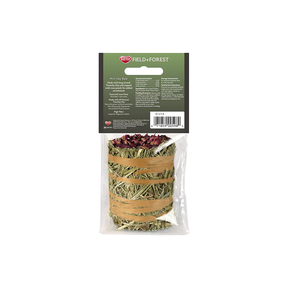 Kaytee Field+Forest Mini Hay Bale Rose for Rabbits Guinea Pigs & Chinchillas 3.5-oz - Image 2