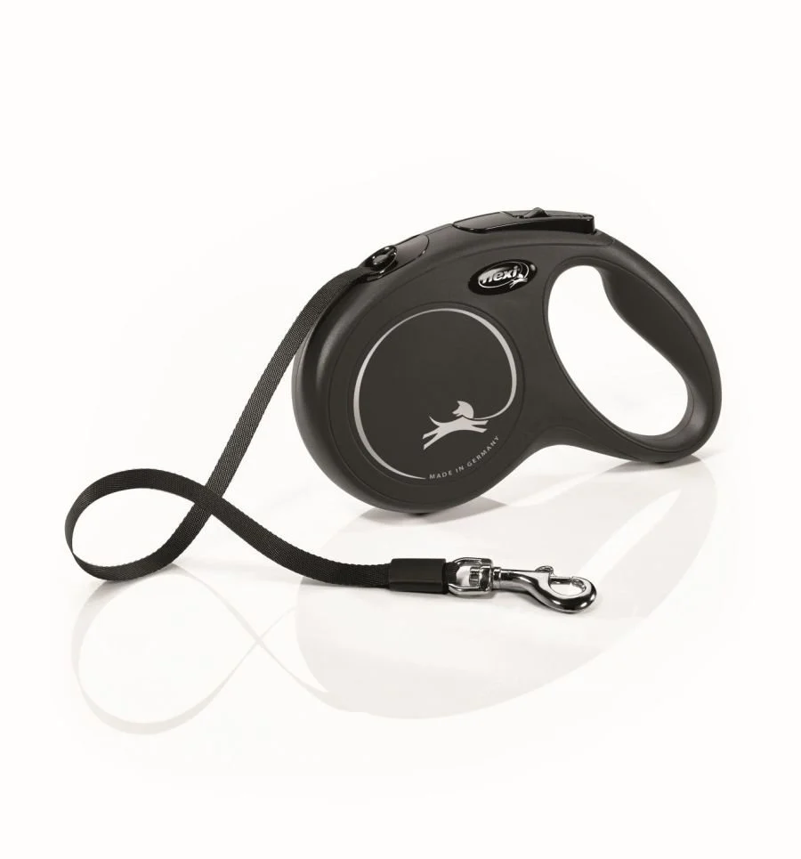 Flexi Classic Nylon Cord Dog Leash Black Medium 16-ft Up To 55-lb
