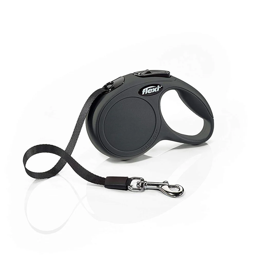 Flexi Classic Nylon Cord Dog Leash Black Small 16-ft Up To 33-lb