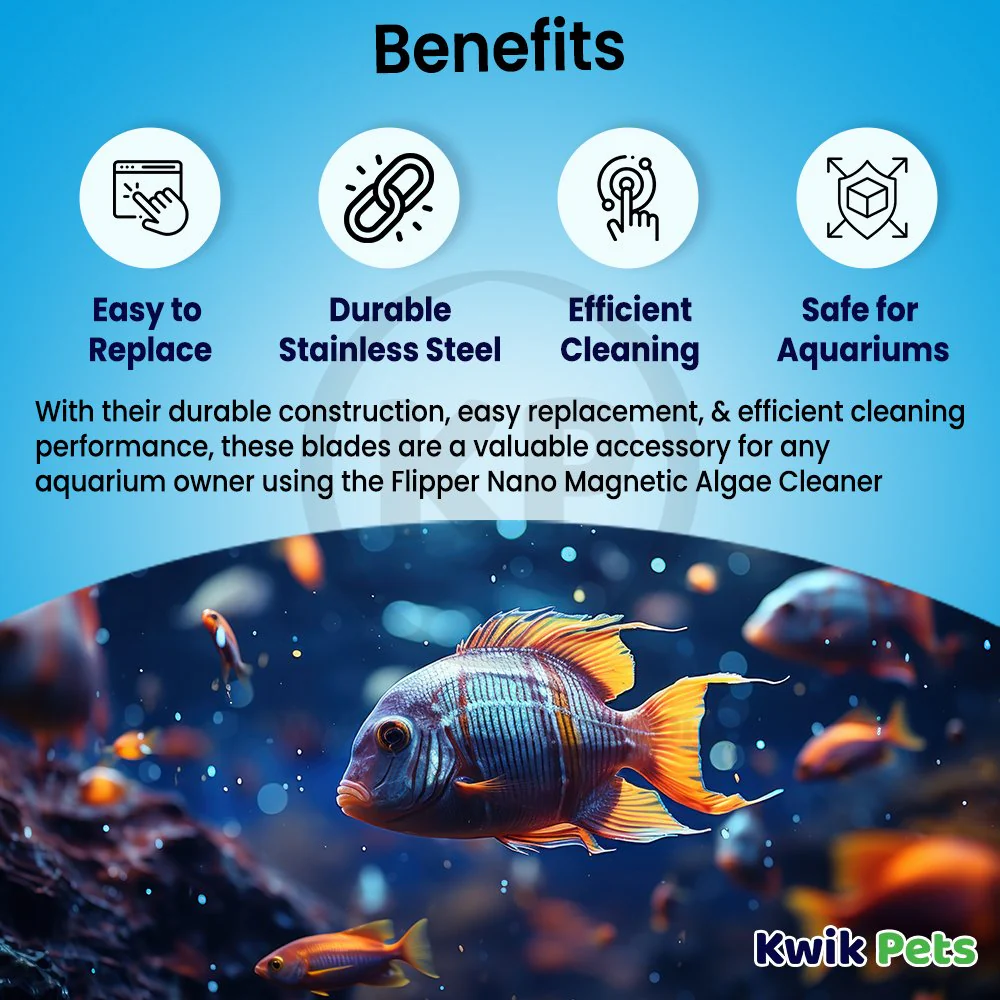 Flipper Cleaner Stainless Steel Replacement Blades for Glass Aquariums Black Nano 2 Count - Image 4