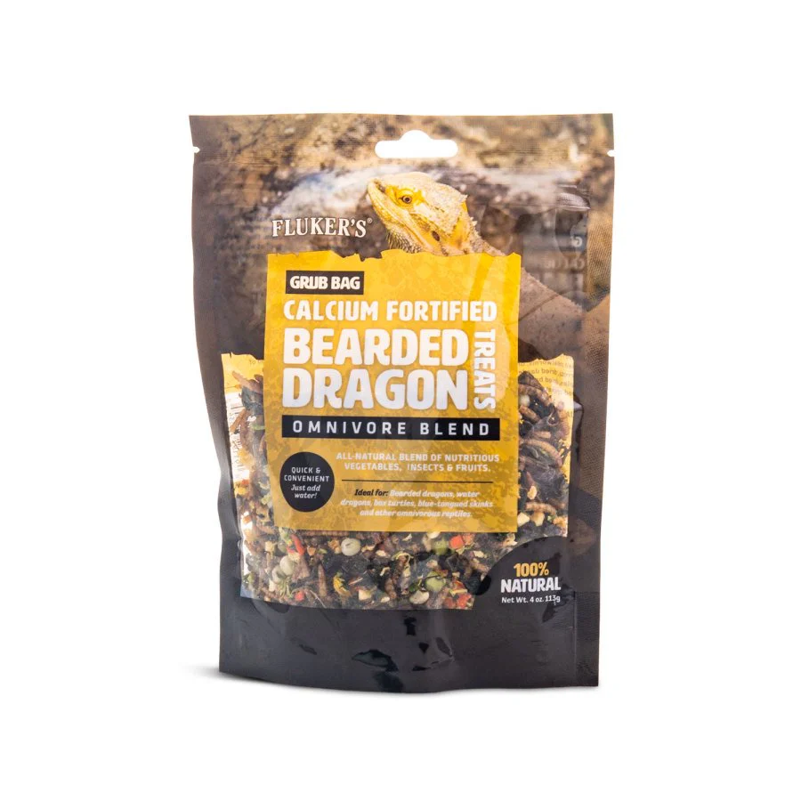 Fluker's Grub Bag Calcium Fortified Bearded Dragon Reptile Omnivore Blend Treats 4-oz