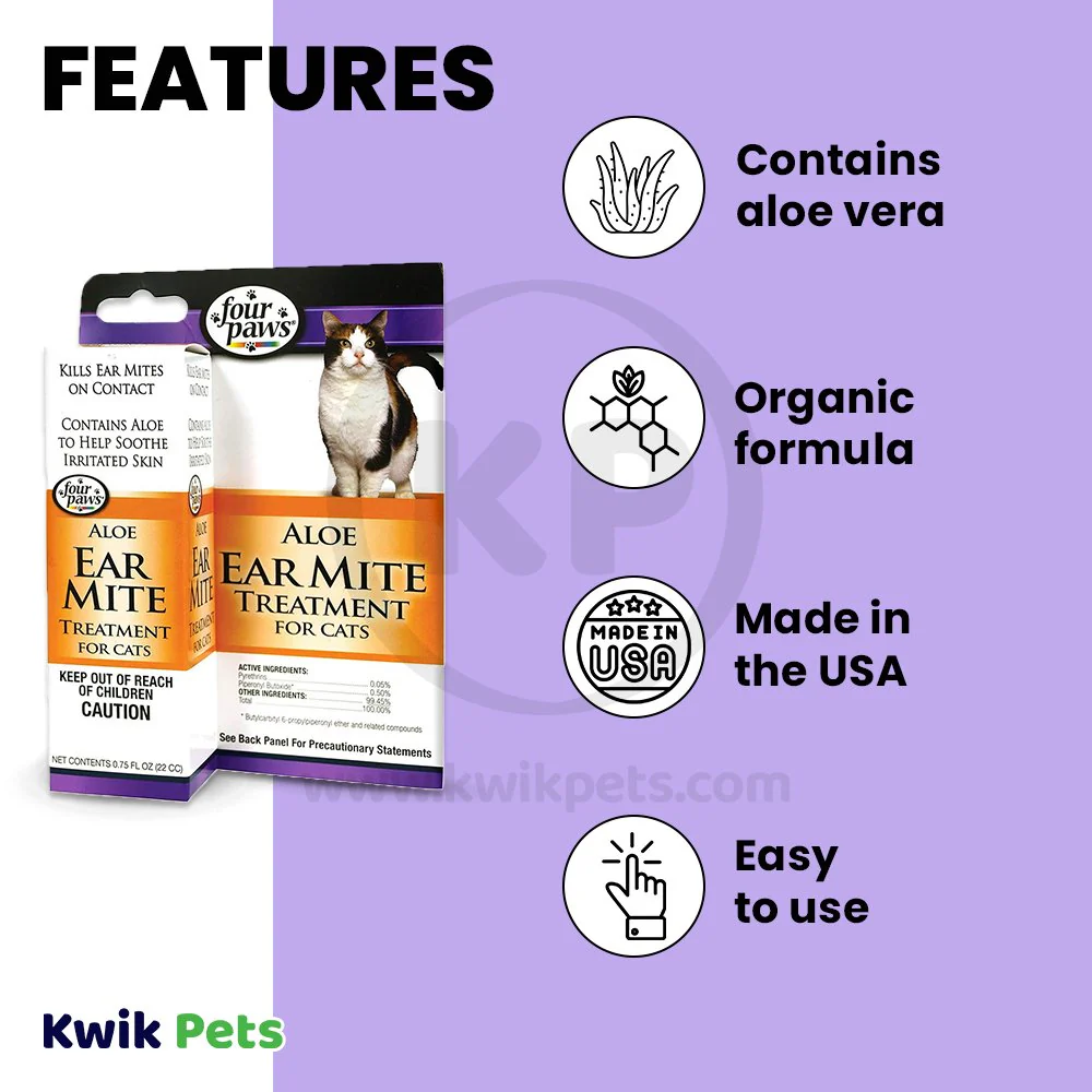 Four Paws Healthy Promise Aloe Ear Mite Treatment For Cats 0.75-oz - Image 3