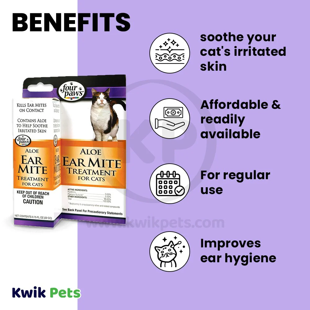Four Paws Healthy Promise Aloe Ear Mite Treatment For Cats 0.75-oz - Image 4
