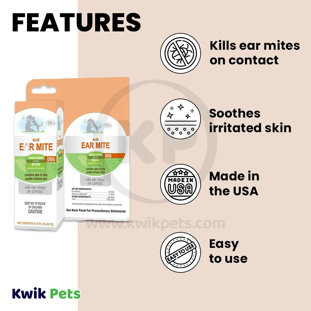 Four Paws Healthy Promise Aloe Ear Mite Treatment For Dogs 0.75-oz - Image 3