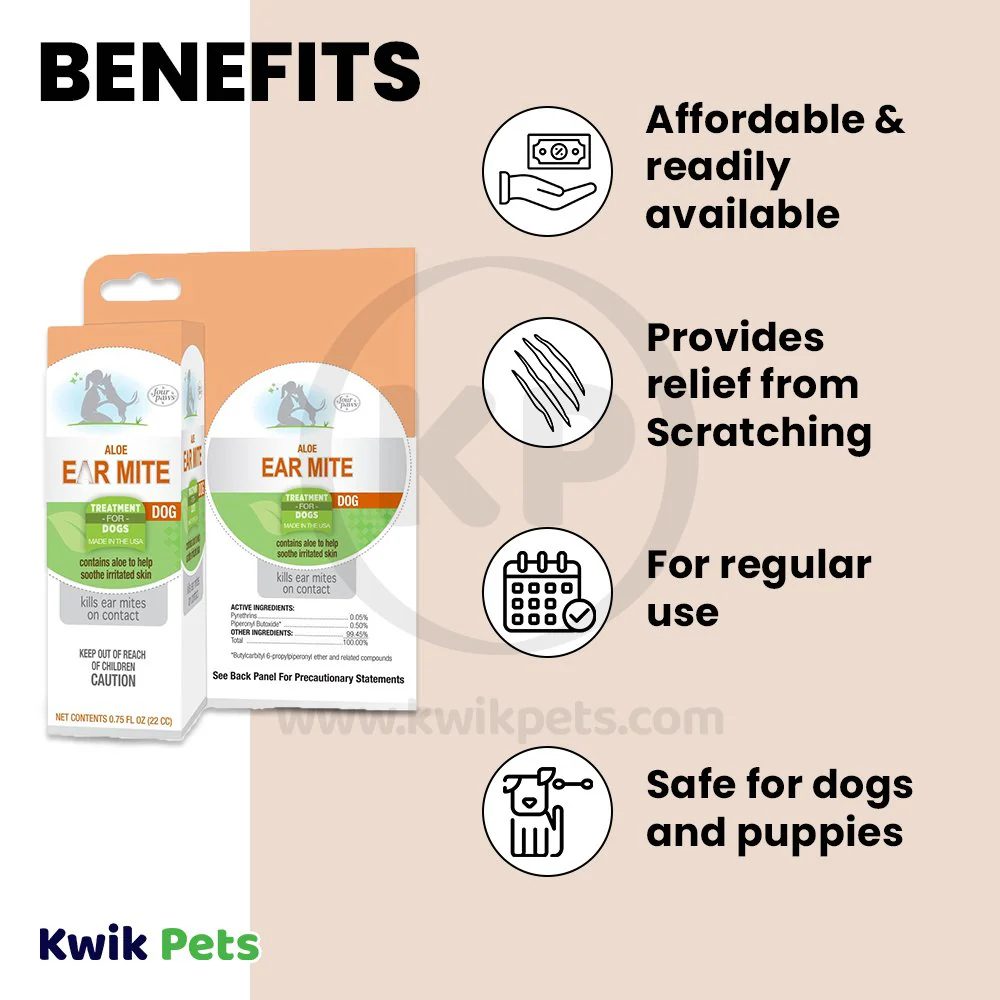 Four Paws Healthy Promise Aloe Ear Mite Treatment For Dogs 0.75-oz - Image 4