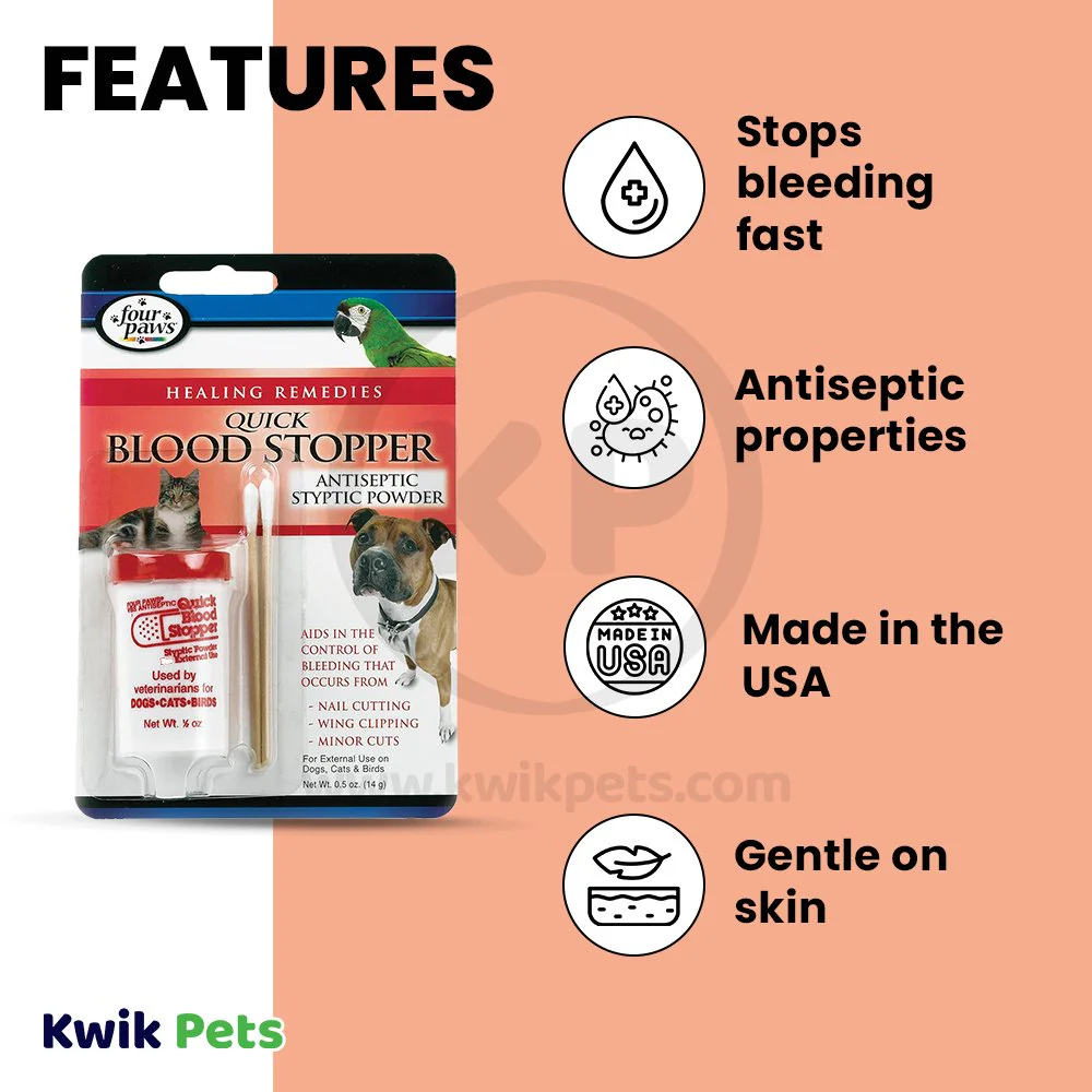 Four Paws Healthy Promise Quick-Action Blood Stopper Styptic Powder for Dogs, Cats & Birds 0.5-oz - Image 3