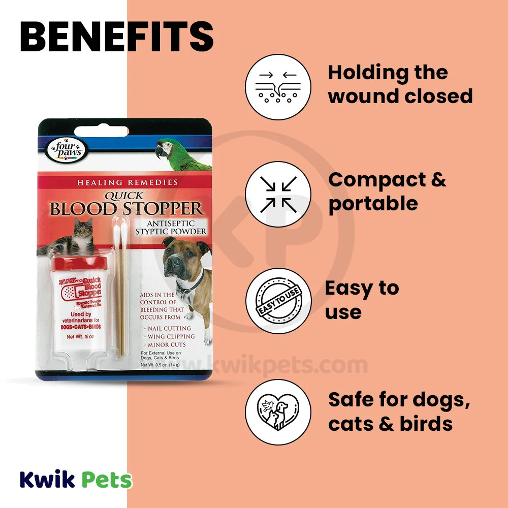 Four Paws Healthy Promise Quick-Action Blood Stopper Styptic Powder for Dogs, Cats & Birds 0.5-oz - Image 4