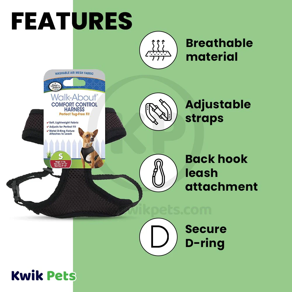 Four Paws Comfort Control Dog Harness Black Small - Image 3