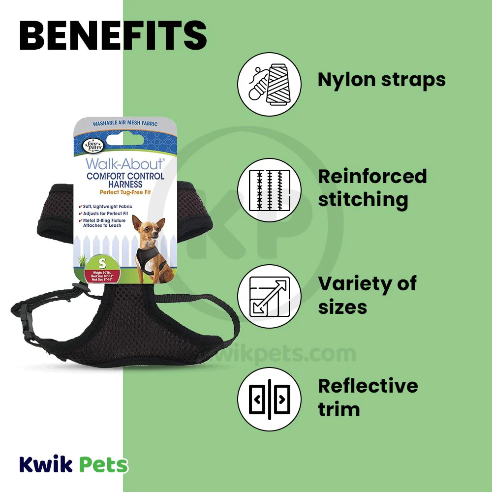 Four Paws Comfort Control Dog Harness Black Small - Image 4