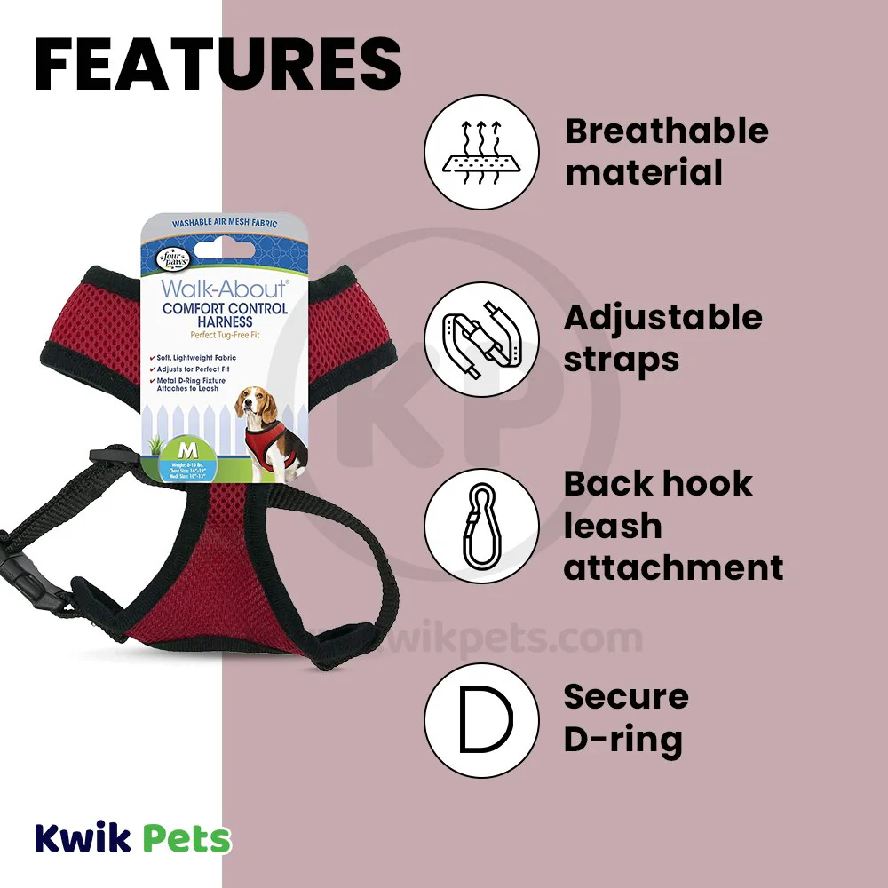 Four Paws Comfort Control Dog Harness Red Medium - Image 3