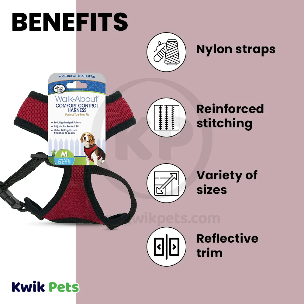 Four Paws Comfort Control Dog Harness Red Medium - Image 4