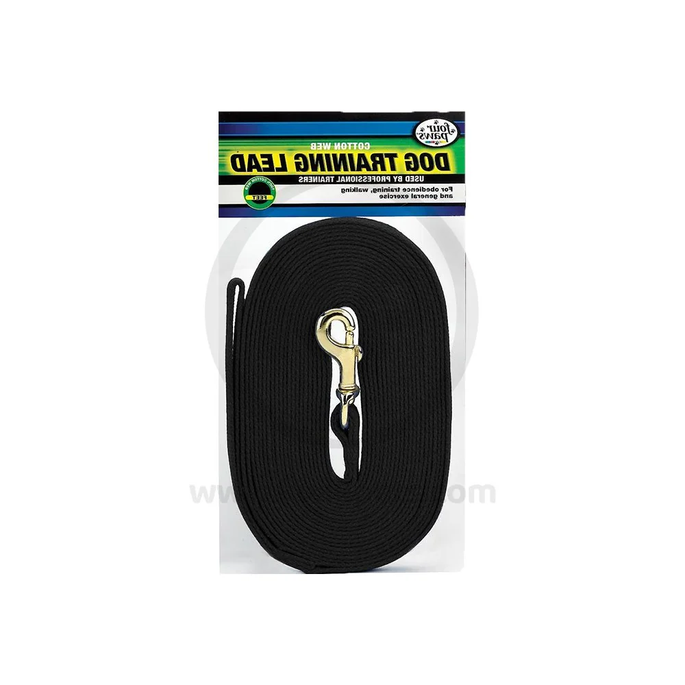 Four Paws Cotton Web Dog Training Lead Black 10-ft - Image 2