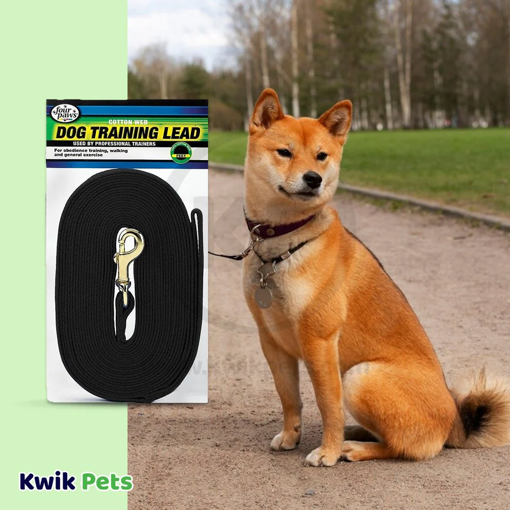 Four Paws Cotton Web Dog Training Lead Black 10-ft - Image 5