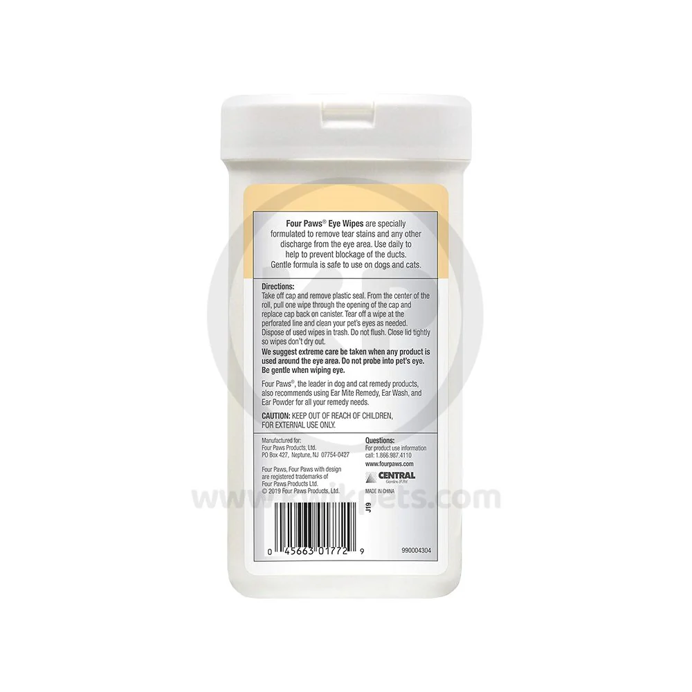 Four Paws Healthy Promise Eye Wipes for Dogs & Cats 25 Count - Image 2