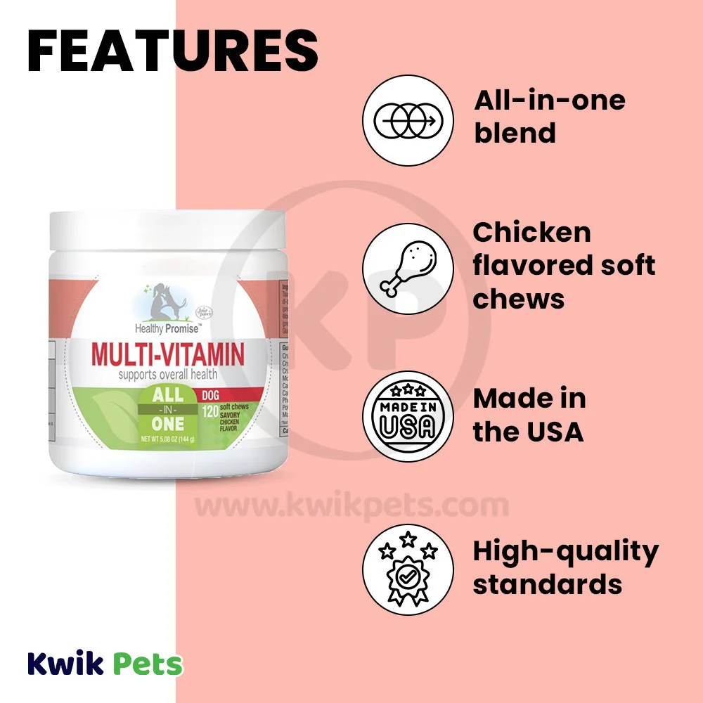 Four Paws Healthy Promise Dog Multi-Vitamins Soft Chews Savory Chicken 120 Count 5.08-oz - Image 3