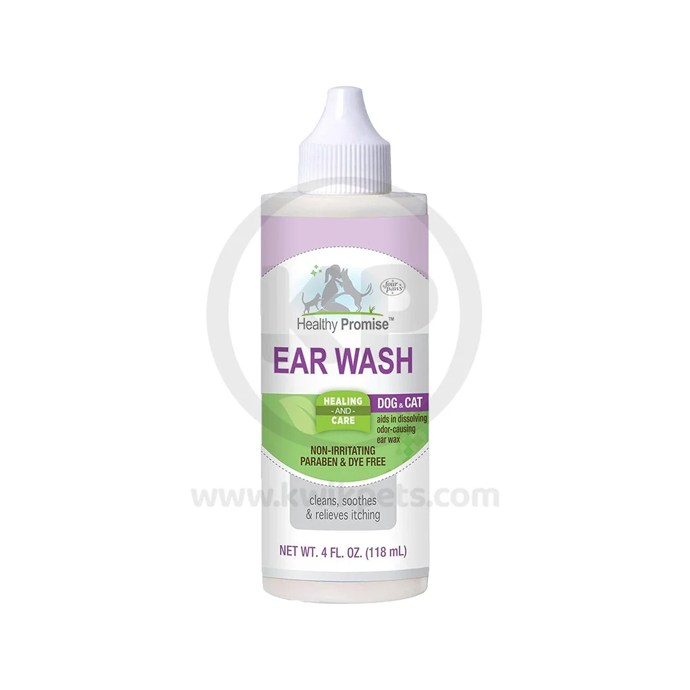 Four Paws Healthy Promise Ear Wash for Dogs & Cats 4-oz