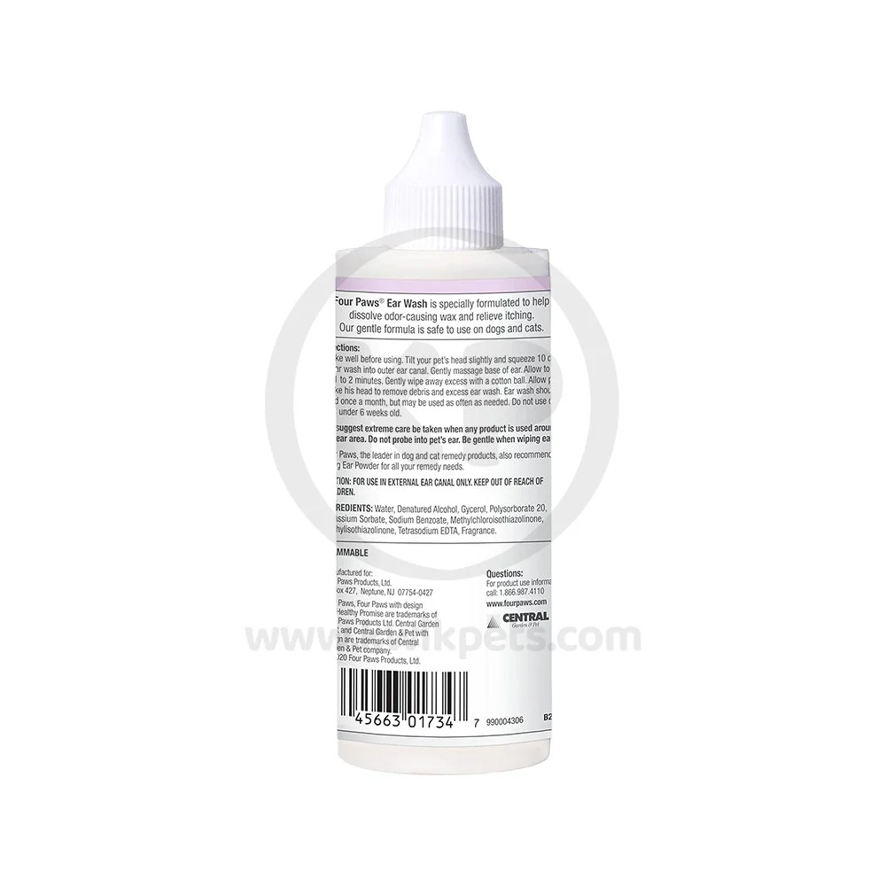 Four Paws Healthy Promise Ear Wash for Dogs & Cats 4-oz - Image 2