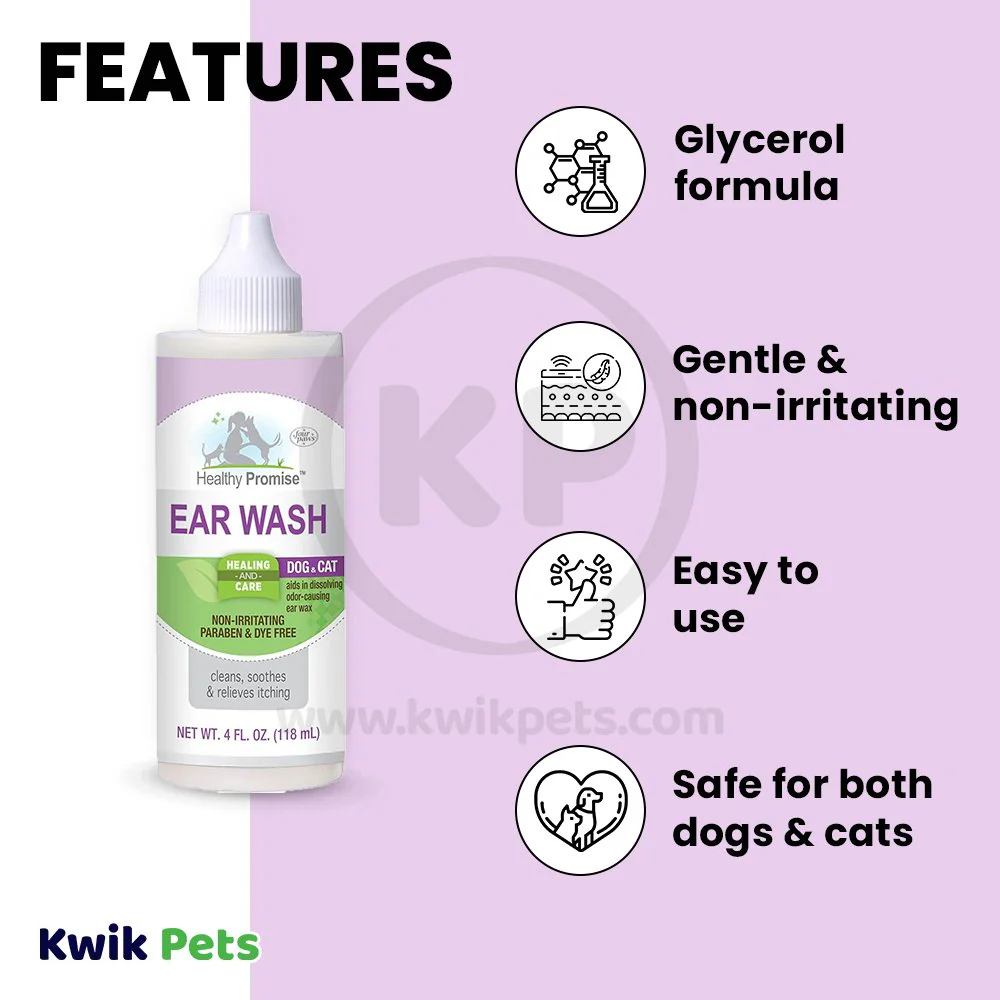 Four Paws Healthy Promise Ear Wash for Dogs & Cats 4-oz - Image 3