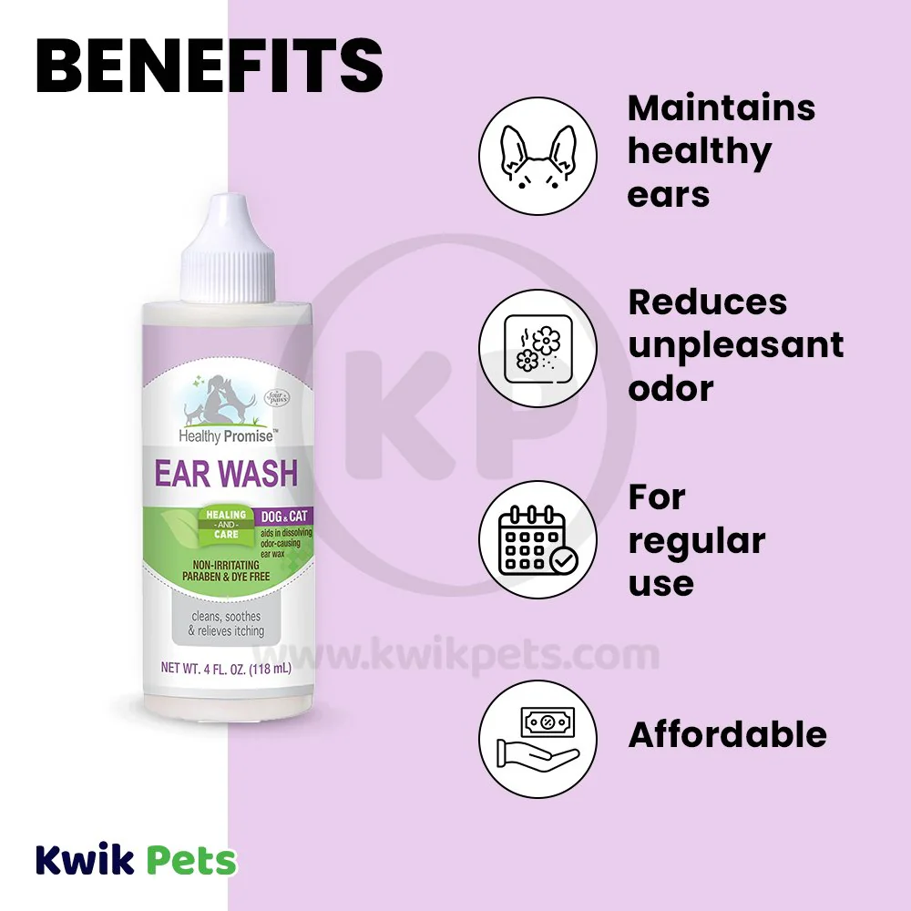 Four Paws Healthy Promise Ear Wash for Dogs & Cats 4-oz - Image 4