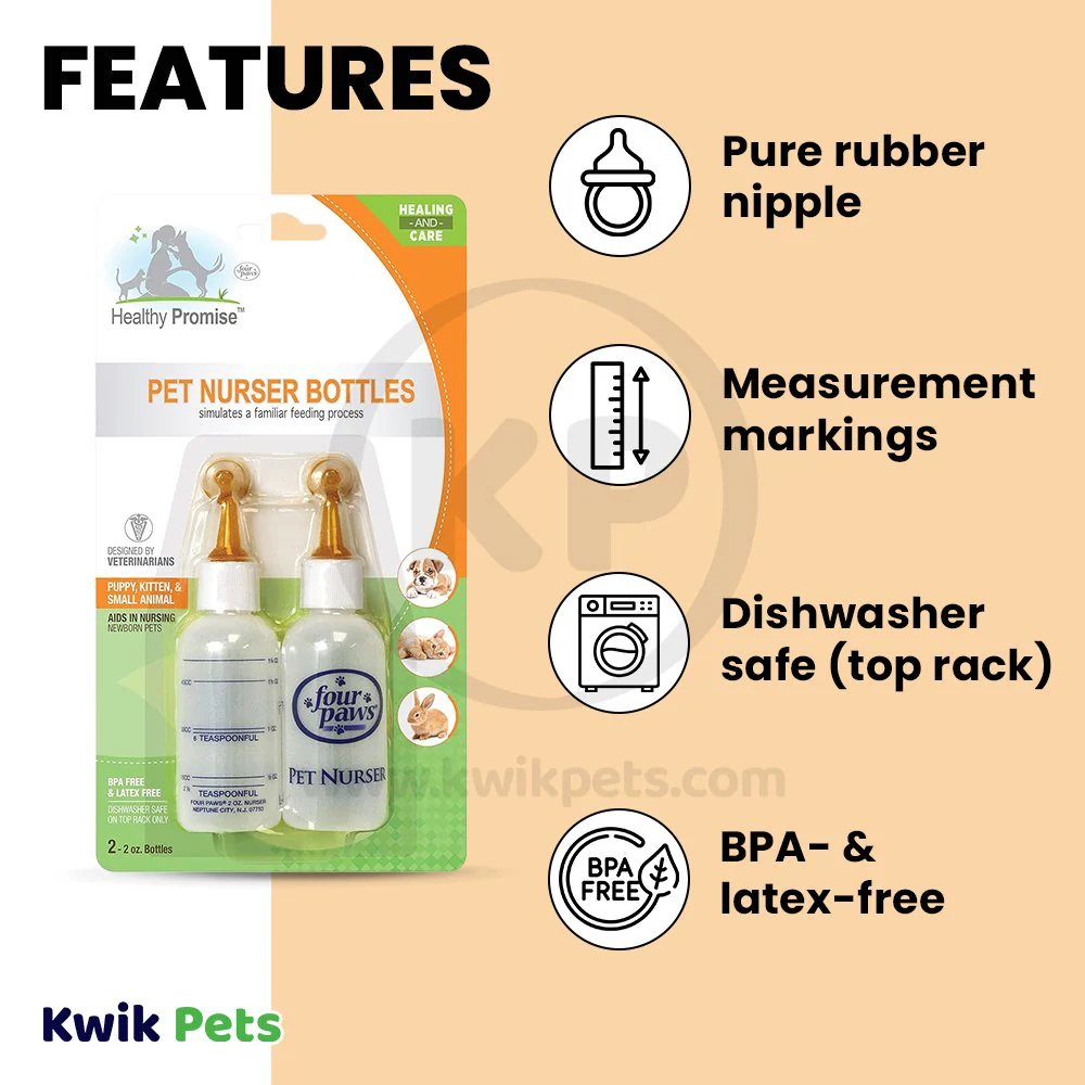 Four Paws Healthy Promise Pet Nurser Bottles for Puppy Kitten & Small Animals 2 Count - Image 3