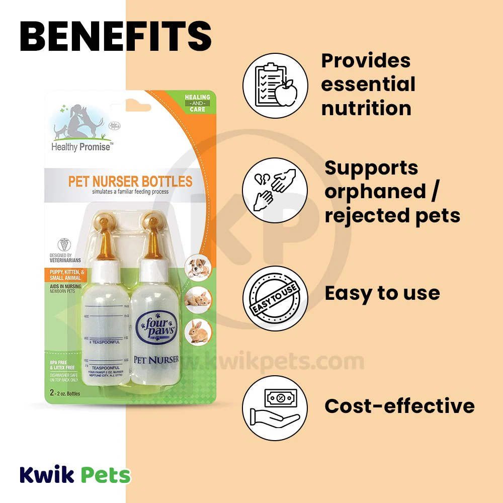 Four Paws Healthy Promise Pet Nurser Bottles for Puppy Kitten & Small Animals 2 Count - Image 4