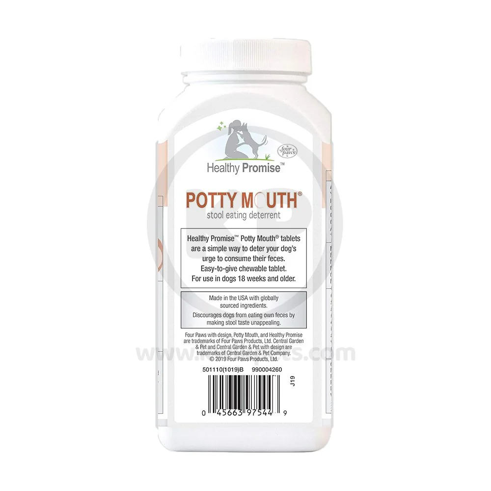 Four Paws Healthy Promise Potty Mouth Coprophagia Stool Eating Deterrent Dog Chewable Tablets 90 Count 5.14-oz - Image 2